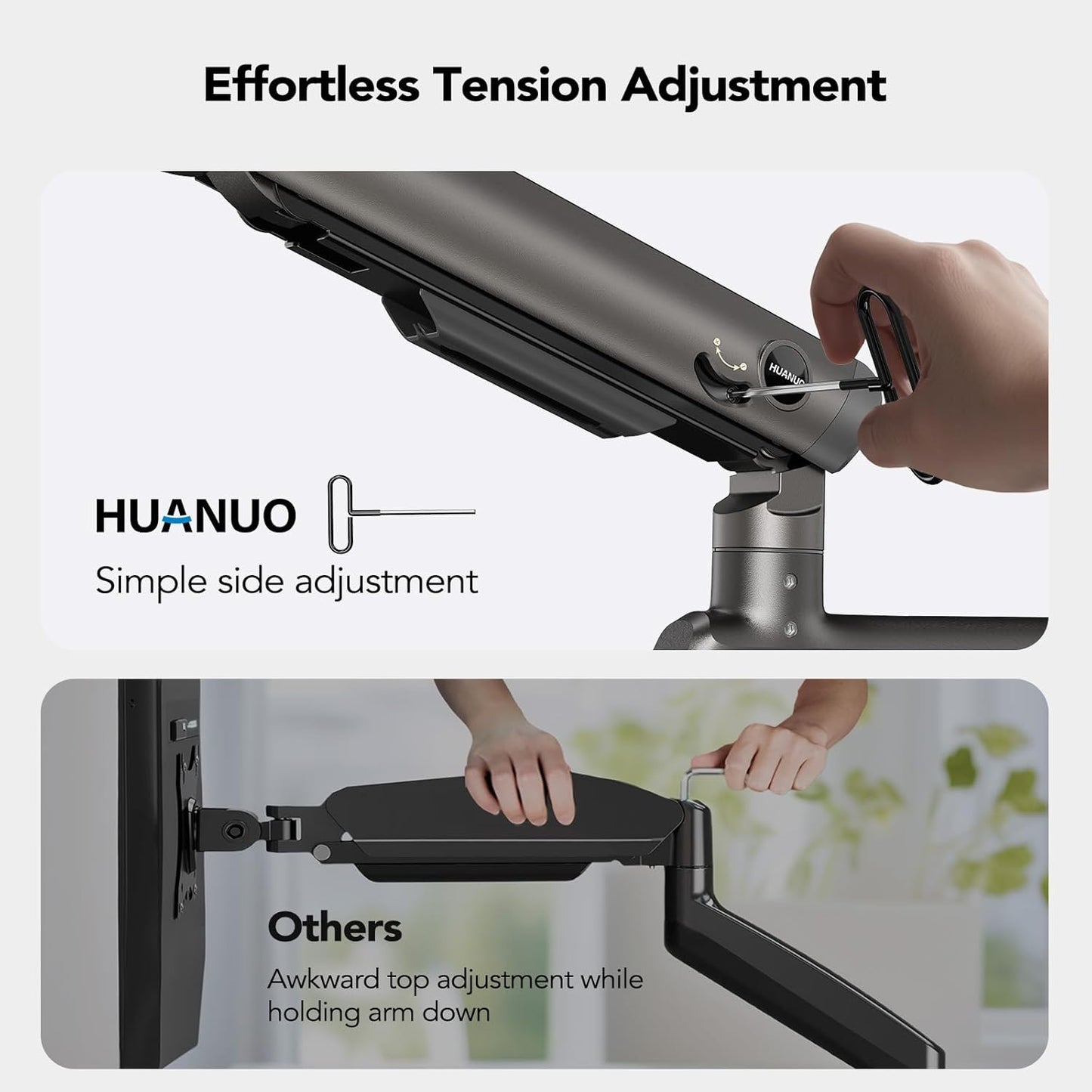 HUANUO Dual Monitor Arm for 13-49" Ultrawide Screens up to 40 lbs, Heavy Duty Aluminum Extra Tall Monitor Desk Mount, Vertical Stacked Fully Adjustable Dual Monitor Mount, Max VESA 100x100