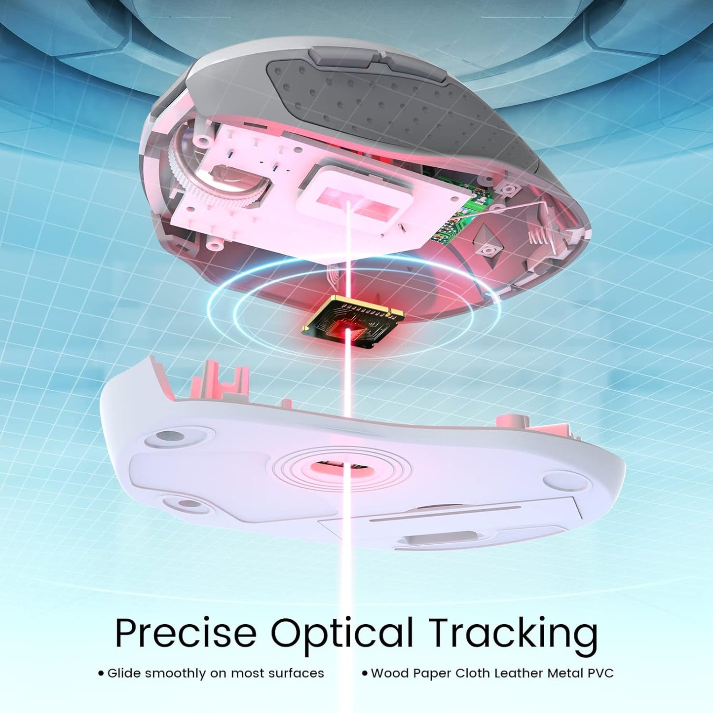 D-09 Wireless Mouse for Laptop - Ergonomic Plus Computer USB Cordless Mice, Ergo Grips, Lightspeed 5-Level 2400 DPI, 16 Months Battery Life, Portable for PC Mac Chromebook, 6 Button, Mithril