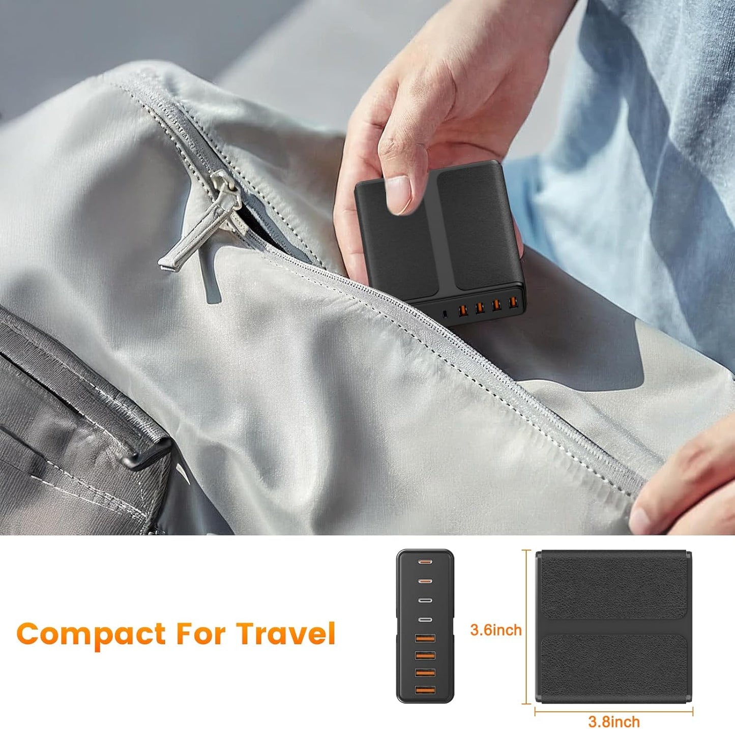 320W USB C Charger Block, 8-Port USB C Charging Station PD 65W PC Laptop Fast Charger Adapter for MacBookPro/Air,DELL,iPad,Portable Charging Station for iPhone,Samsung Galaxy