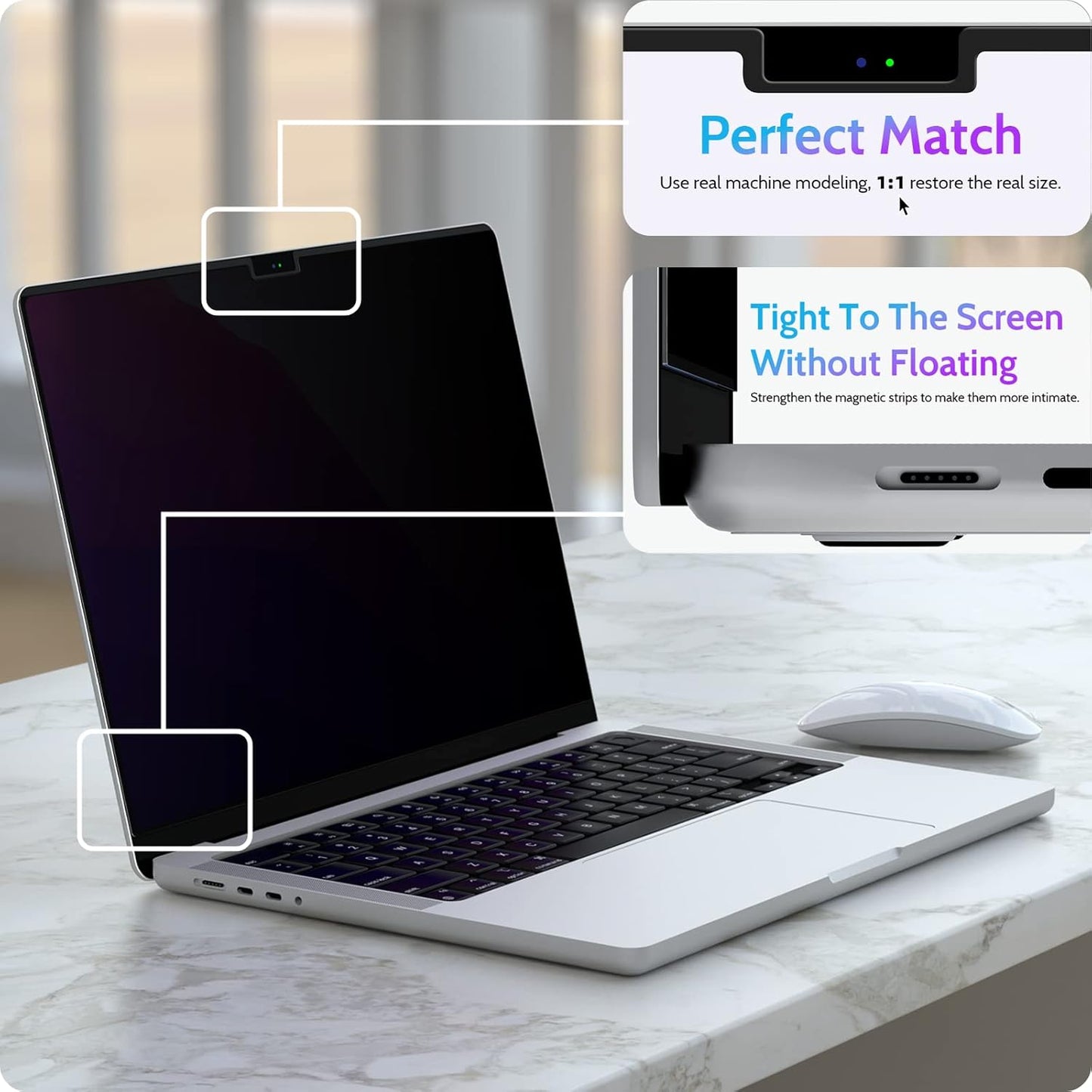 Magnetic Privacy Screen for MacBook Pro 16 Inch (2021-2024, M1, M2, M3, M4), 16inch Removable Matte Anti Blue Light Glare Private Filter Protector for Mac Pro 16.2" Laptop