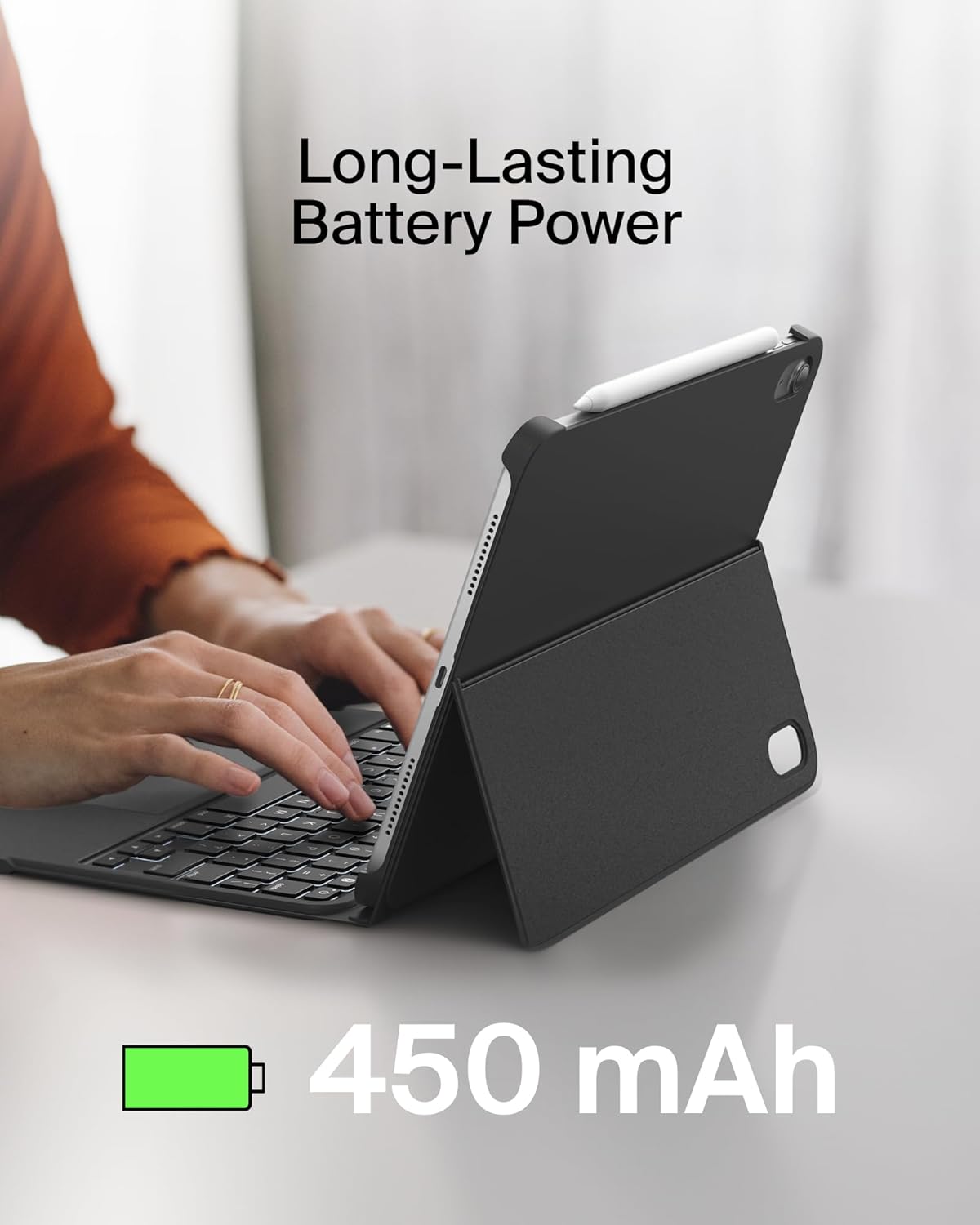 Belkin Everyday Keyboard Case w/Cradle, Backlit Bluetooth Keyboard, Multi-Gesture Controls, Magnetic Apple Pencil Storage Compatibility, & Multimedia Keys for iPad 10th Generation 10.9" - Black