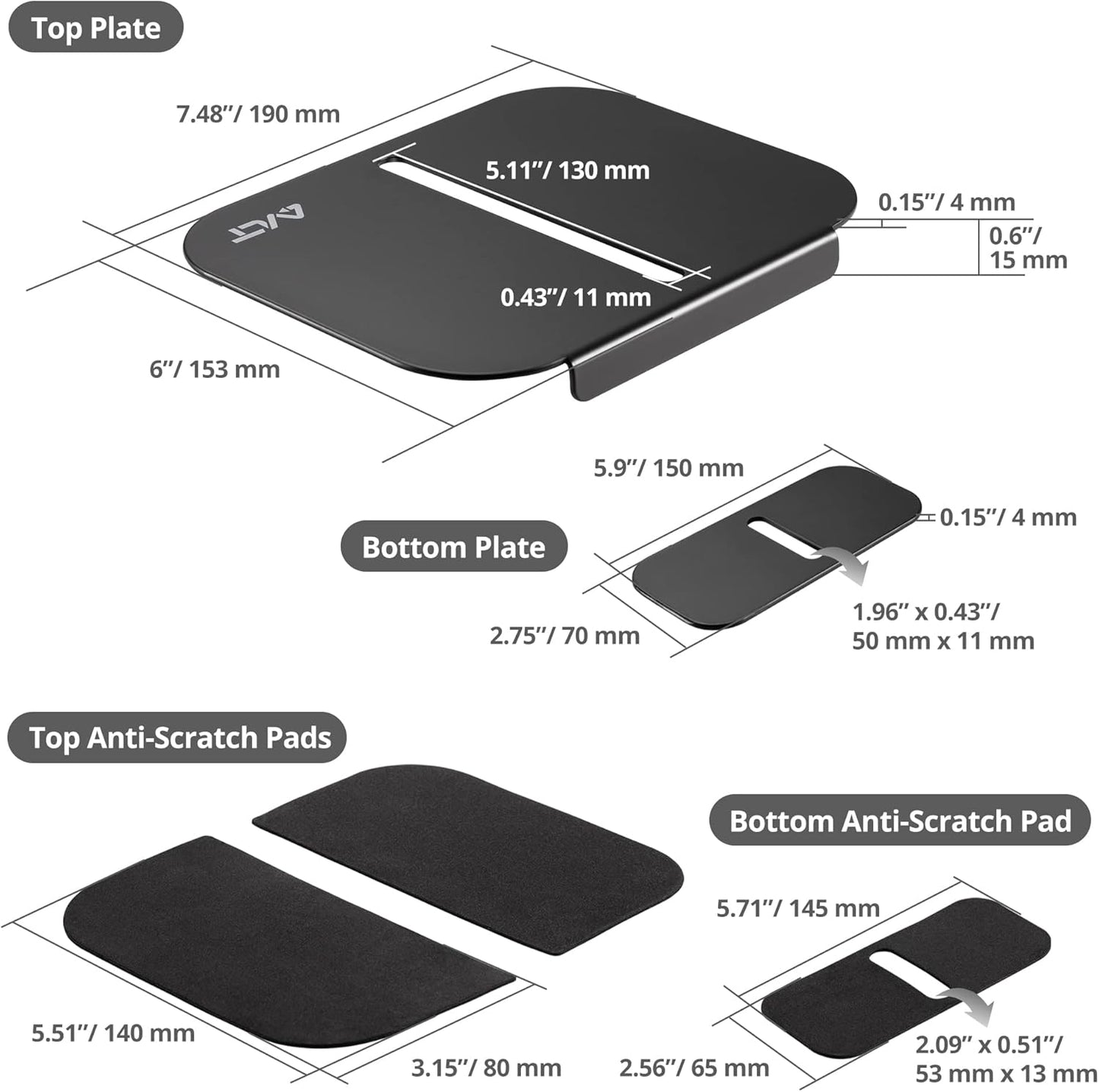 AVLT Adjustable Reinforcement Plate Bracket Mount for Fragile Tabletop - Supports Monitor Stand with C Clamp Or Grommet Installation - Black