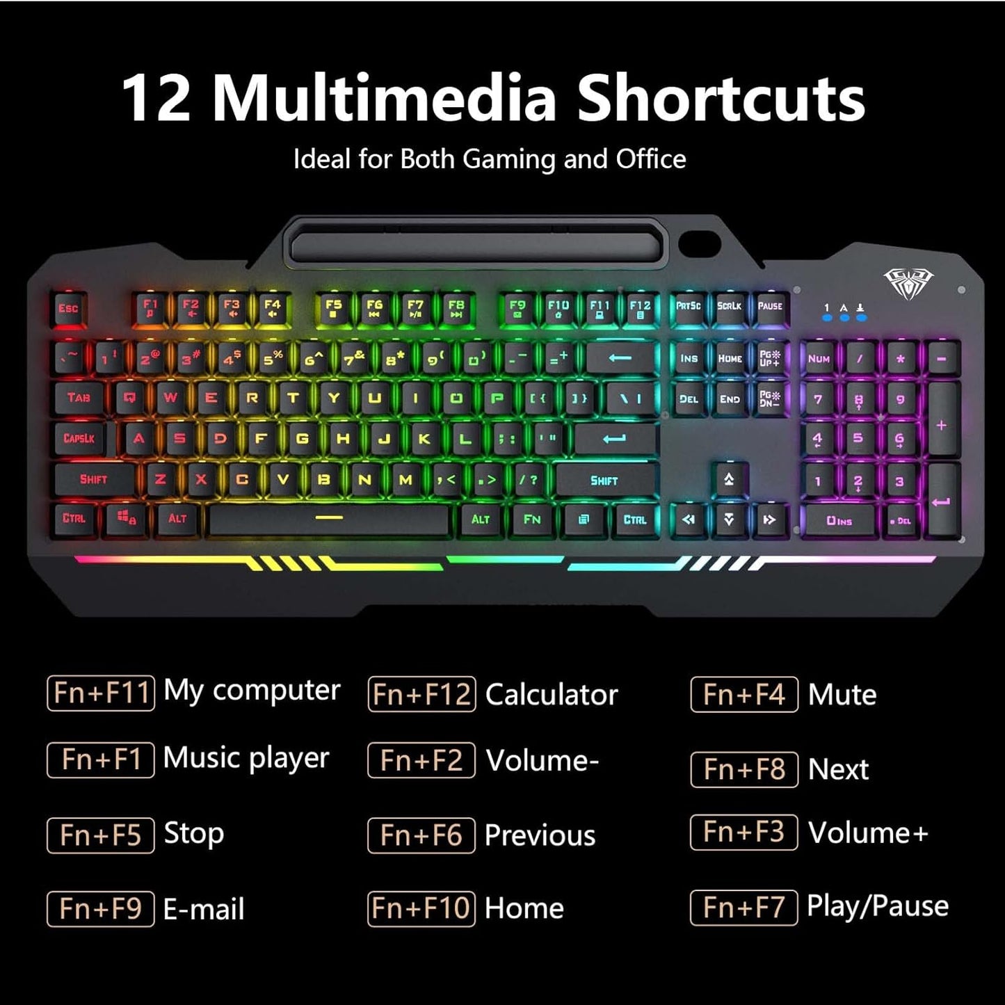 AULA Gaming Keyboard, T102 104 Keys Gaming Keyboard and Mouse Combo with RGB Backlit, All-Metal Panel, Anti-Ghosting, PC Game Keyboard and Mouse, USB Wired Keyboard Mouse for MAC Xbox PC Gamers
