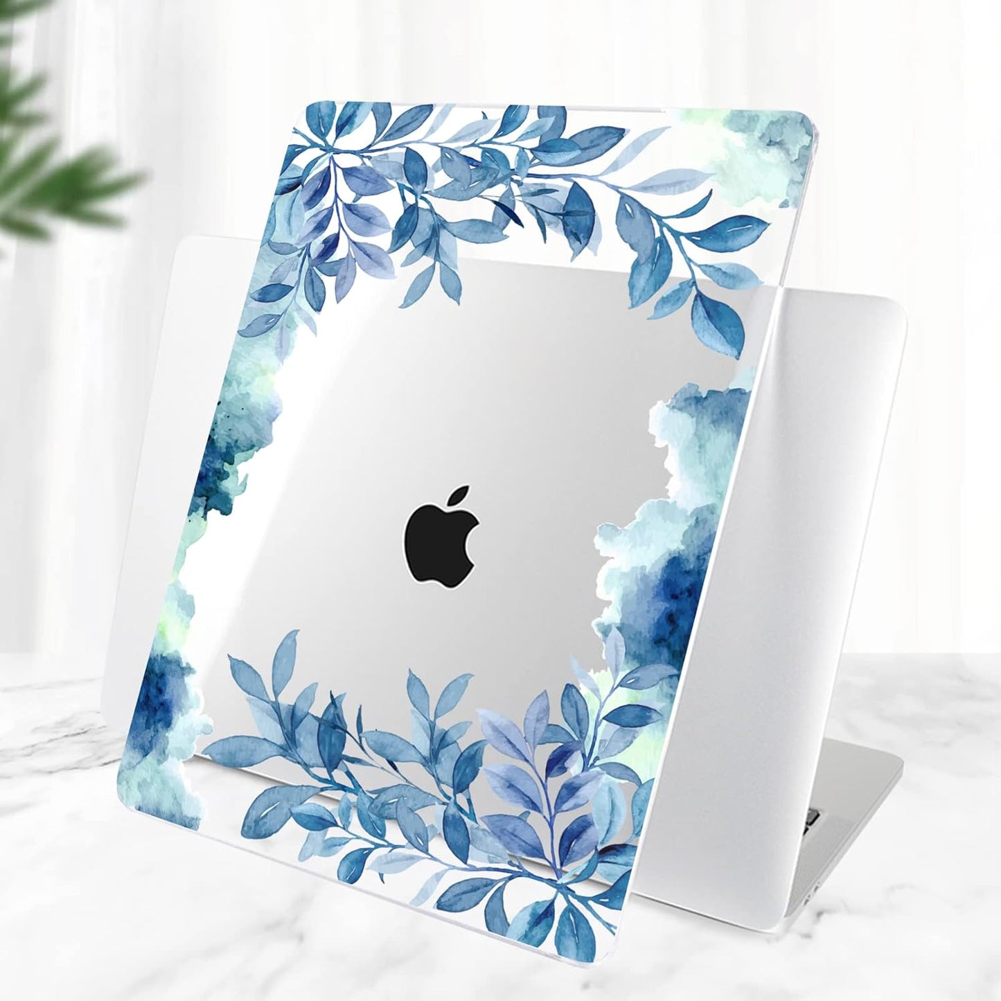 TWOLSKOO Compatible with MacBook Pro 13 inch Case 2022 2021 2020-2016 A2338 M2/M1 A2251 A2289 A2159 A1989 A1706, Plastic Hard Shell Cover & Keyboard Skin & Screen Protector, Blue Floral