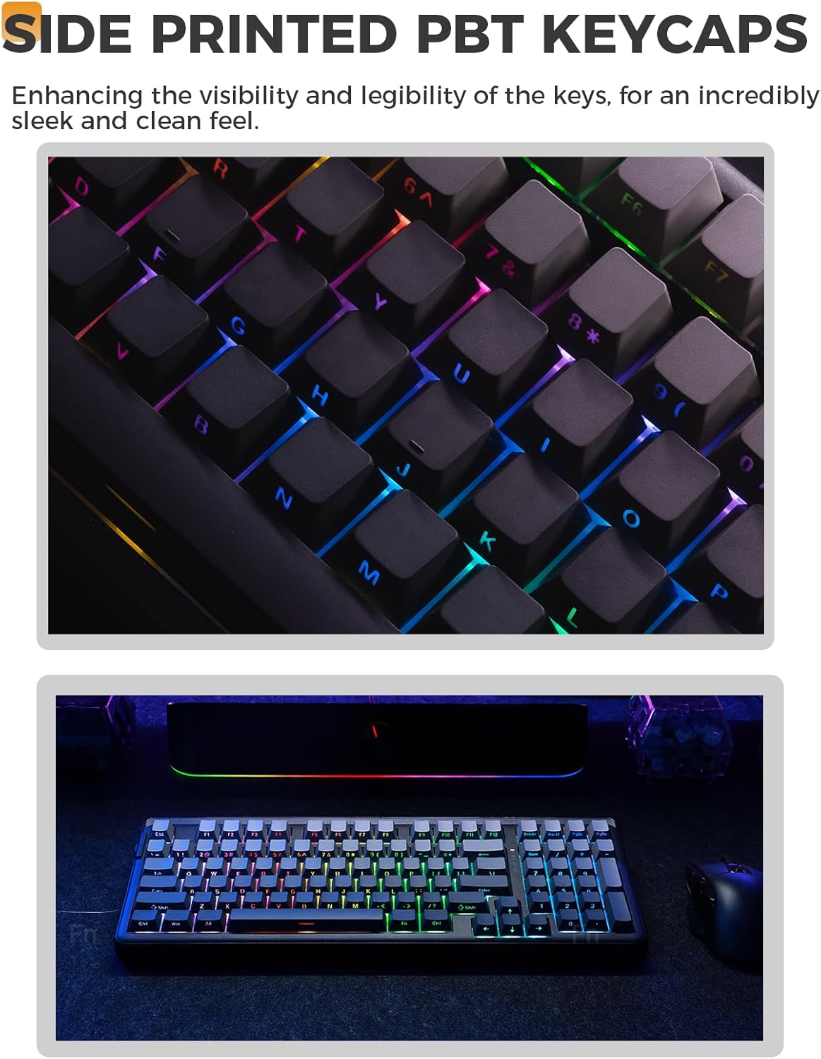 DAREU EK98PRO Wireless Mechanical Keyboard, Gasket Hot Swappable Custom, Pre-lubed Linear Switches, Side Printed PBT Keycaps, BT5.0/2.4GHz/USB-C, RGB Backlit Gaming Keyboard for Win/Mac