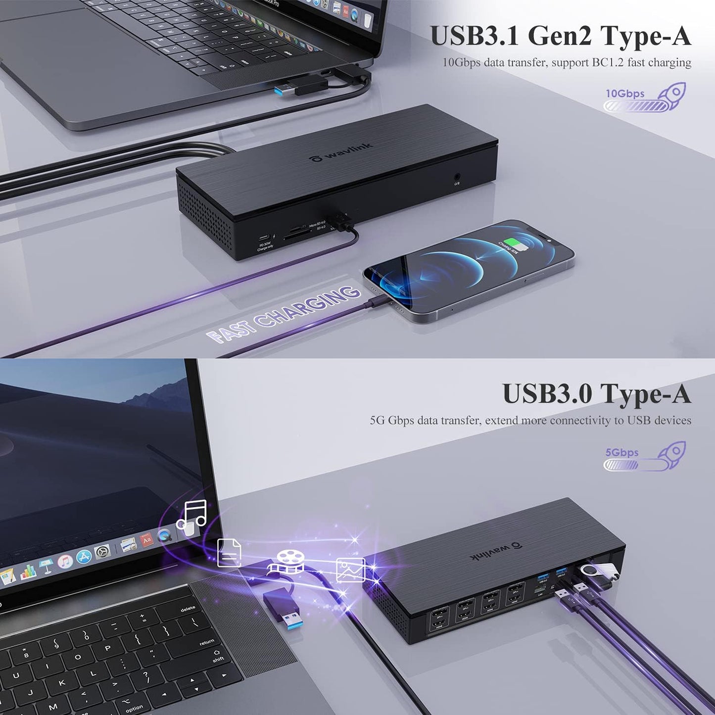 USB C Docking Station, 20-in-1 Universal Displaylink Dock Quad 4K Dual 5K@60Hz Display with 100W Power Delivery/100W DC Charging, 4 HDMI, 4 DisplayPort 1.2, 2.5G Ethernet, USB3.1/3.0, SD/TF 4.0 Slot