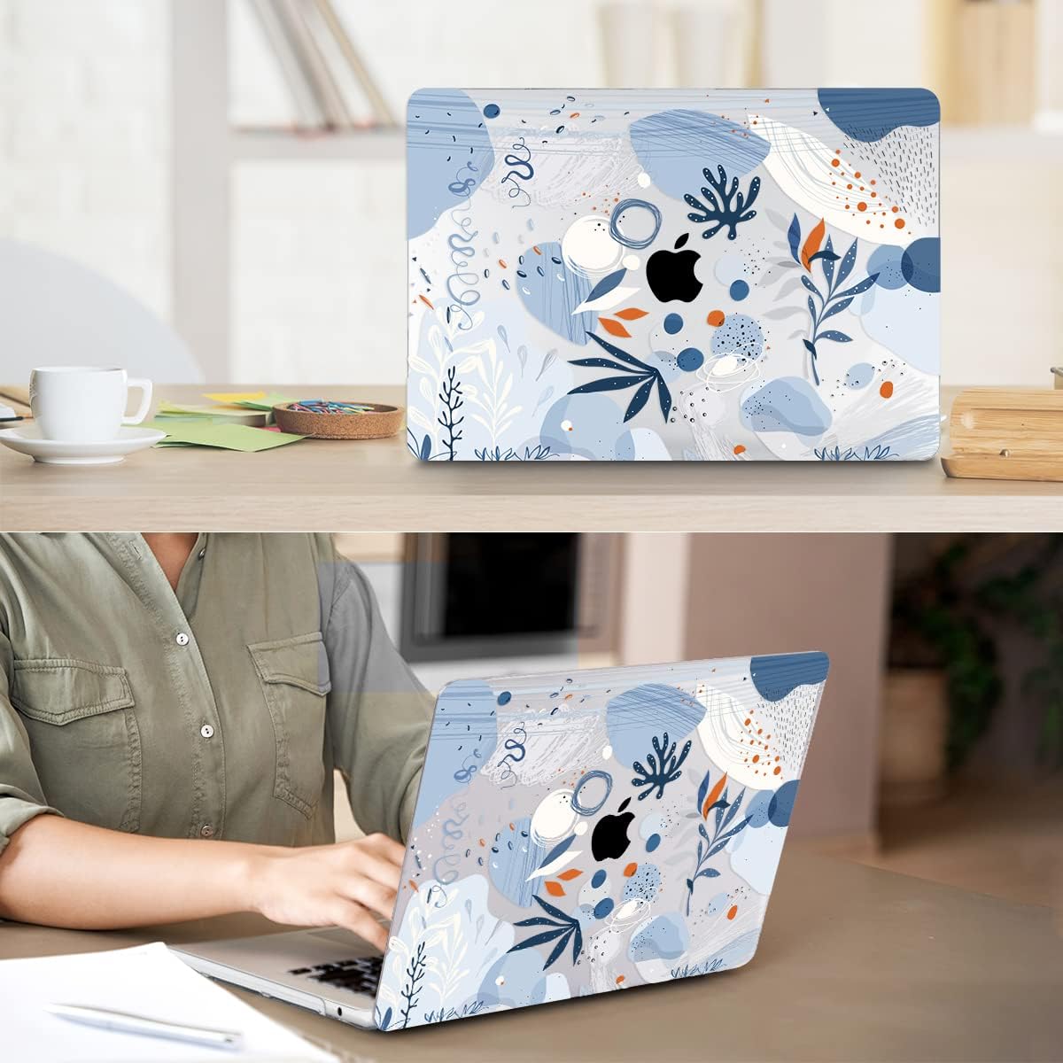 Compatible with 2025 2024-2022 MacBook Air 13.6 inch Case Model A3240 M4 A3113 M3 A2681 M2 with Touch ID, Plastic Hard Shell Case&Keyboard Cover&Screen Protector&Webcam Cover, Blue Graffiti