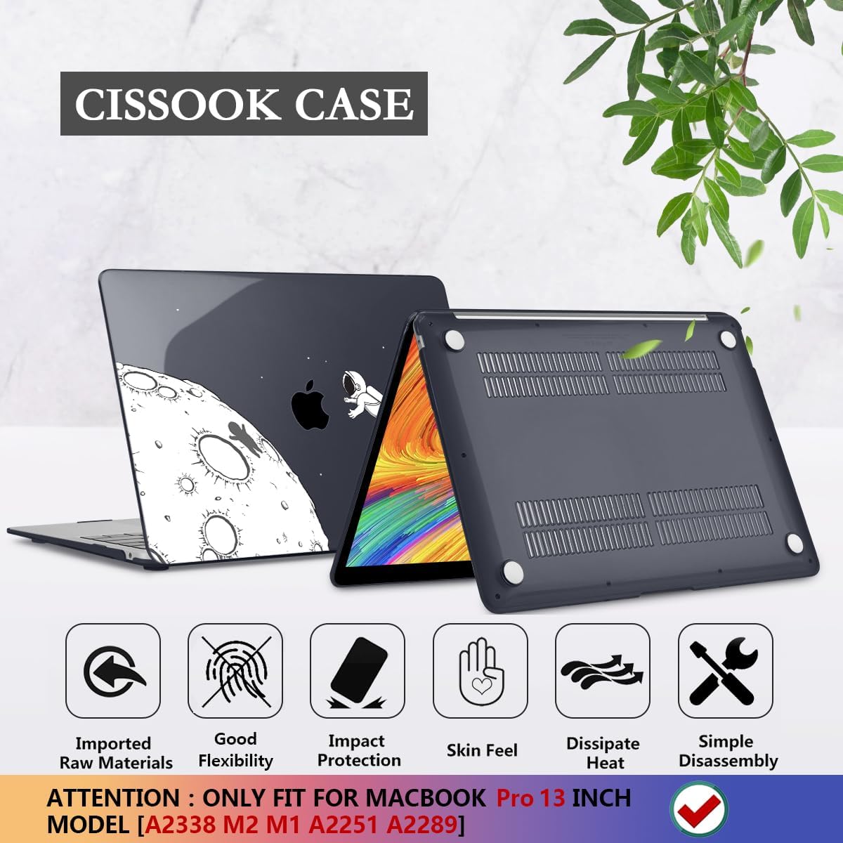 CISSOOK Black Astronaut Case Compatible with MacBook Pro 13 Inch 2020-2025 Release A2338 A2251 A2289, Plastic Hard Shell with Keyboard Cover for MacBook Pro 13 M2 M1 with Touch Bar