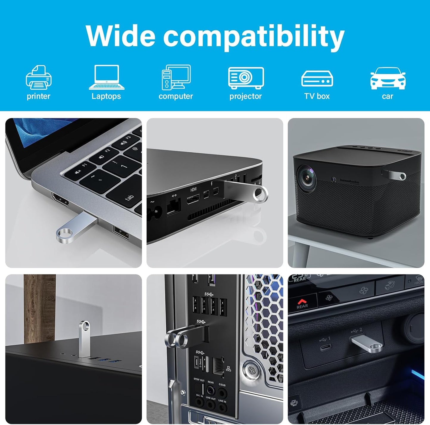 ABLAZE 32GB Flash Drive 5 Pack, Metal USB 2.0 Thumb Drives with Keychains USB Stick Pendrive (Sliver)