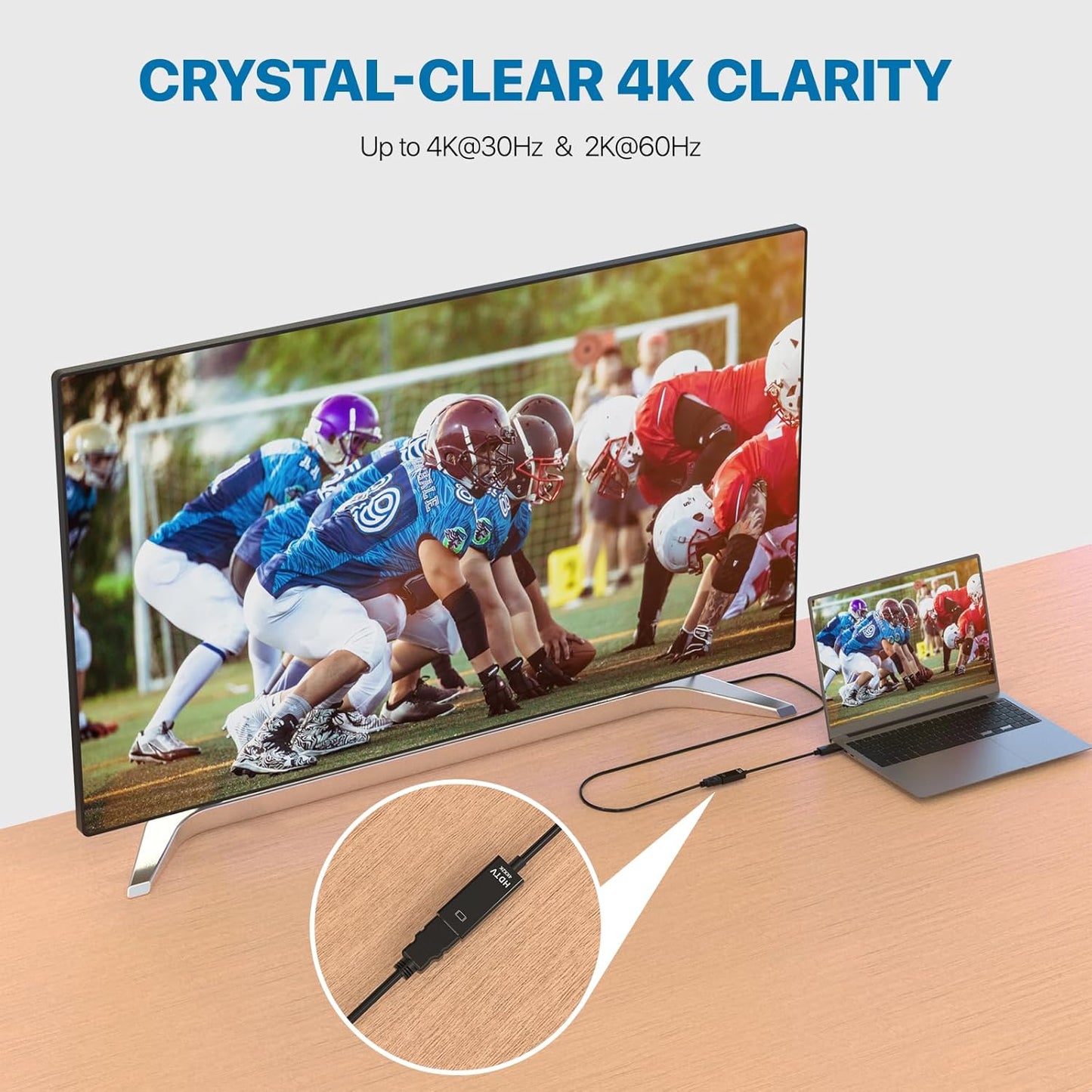 4K DisplayPort to HDMI Adapter, 1PCS Gold-Plated Uni-Directional DisplayPort PC to HDMI Screen Converter (Male to Female), Supports 3840x2160@30Hz