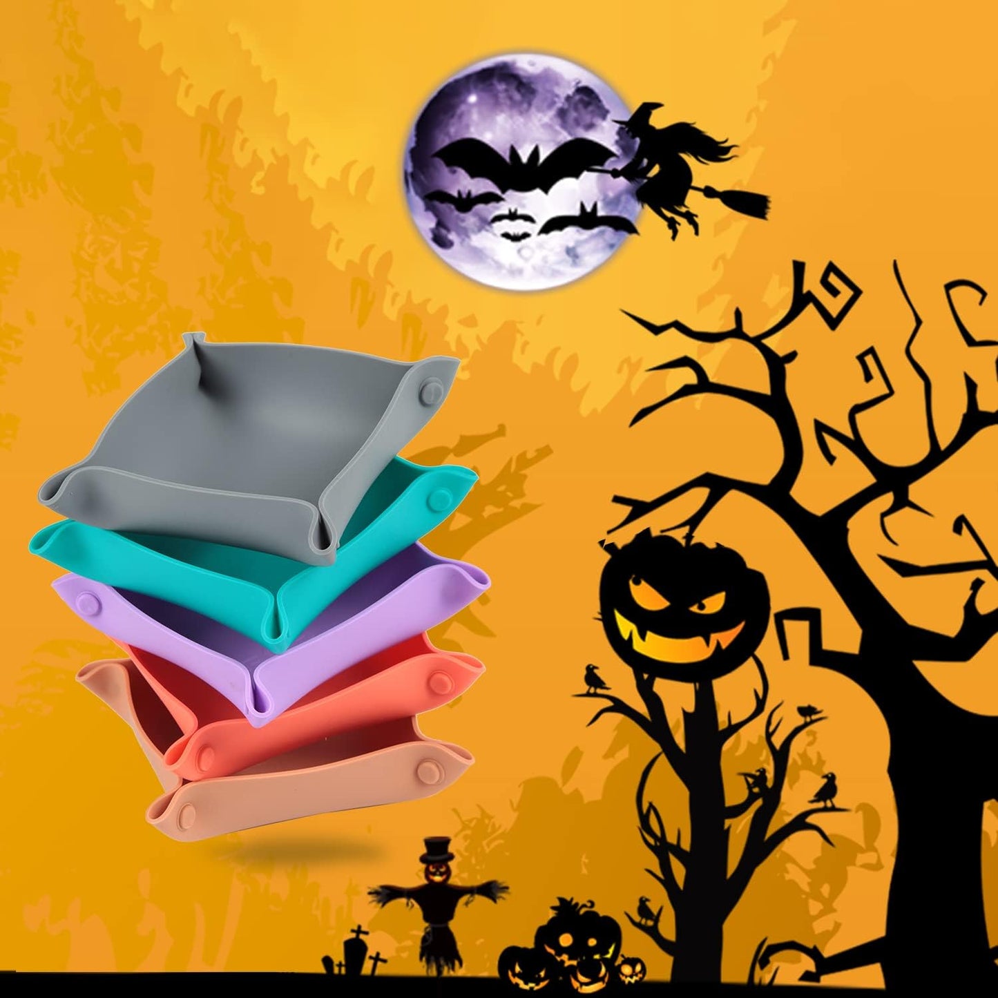 Collapsible Board Game Storage Bowls, Portable Folding Tray Accessory Holds Tabletop Bits, Components, Pieces, Dices for Classic & Modern Gaming, RPG Roleplaying (5-Pack) (Macoron Color)