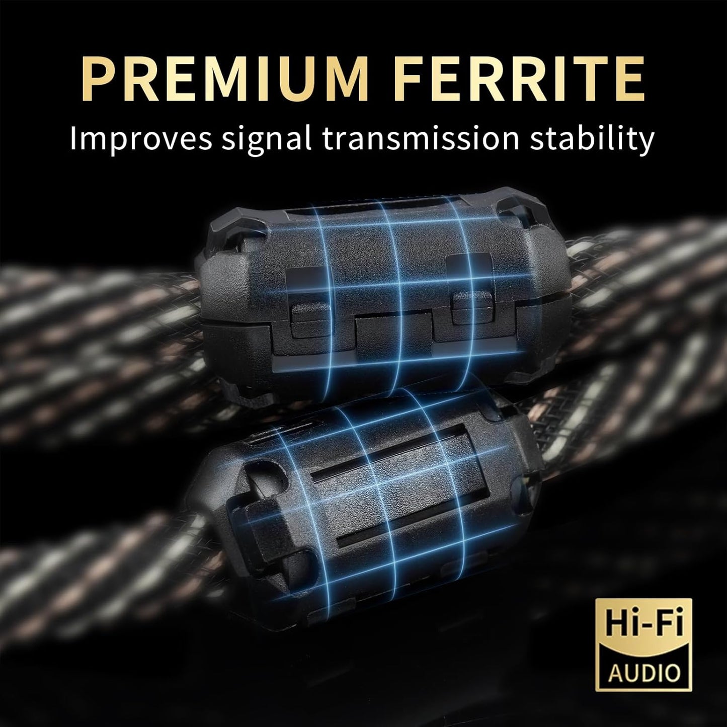 Audiophile HiFi Audio Cable–3.5mm to 3.5mm,6N OFC Core,24K Gold-Plated Plugs,with Nylon Braid,AUX Cable,Compatible with Phone,MP4,Speakers,Amplifiers,TV(6.56ft/2m)