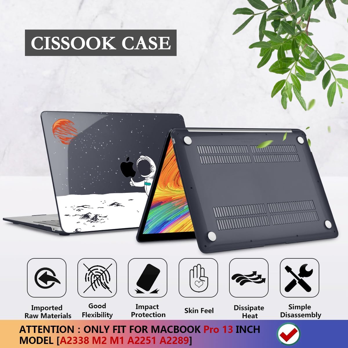 CISSOOK Compatible with MacBook Pro 13 inch Case 2025-2020 Release M2 Chip A2338 M1 A2251 A2289, Astronaut Hard Shell Case for MacBook Pro 13 Inch with Touch Bar, Space Themed Mars