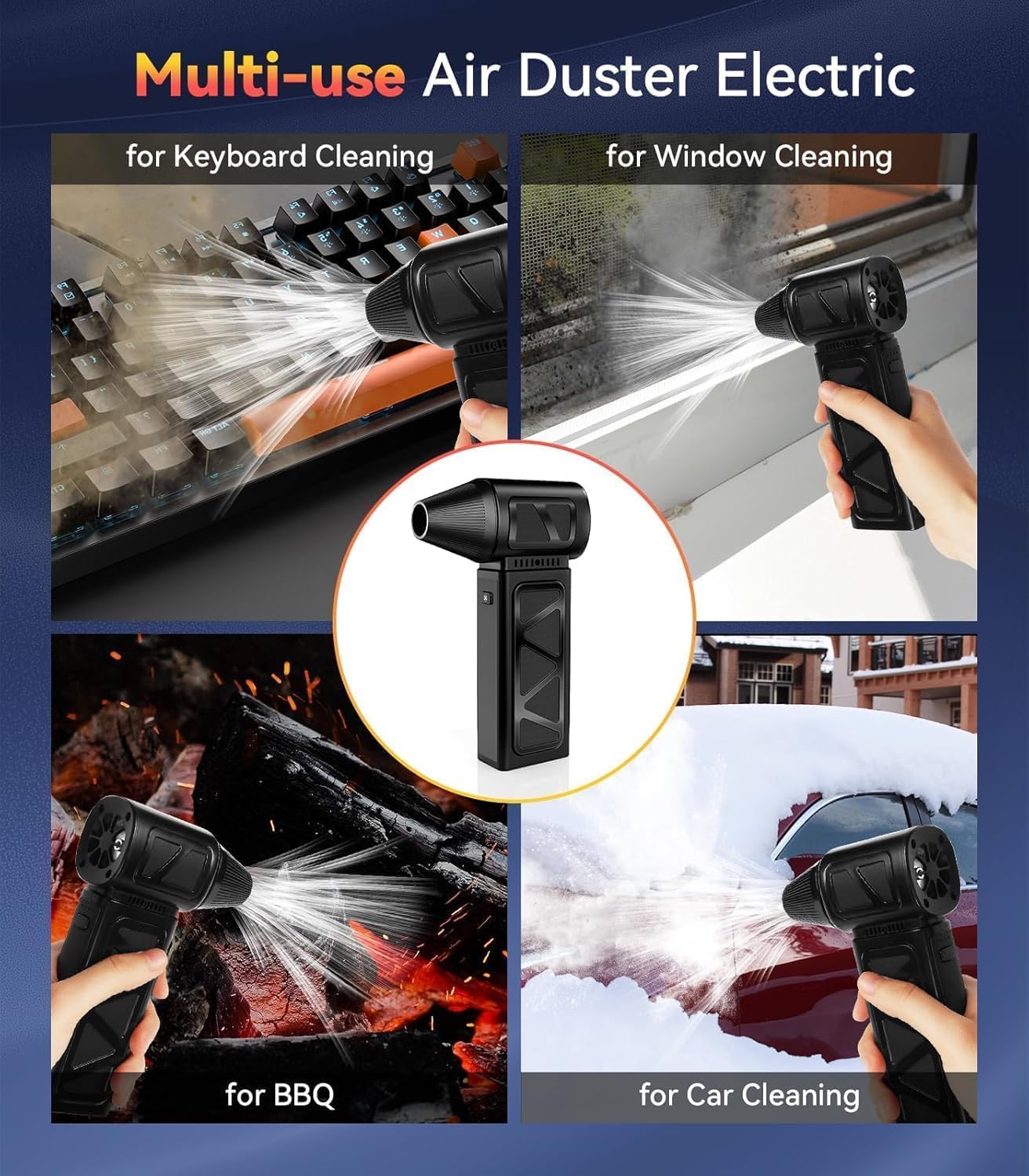 Compressed Air Duster, 360000 RPM Electric Air Duster, Rechargeable Cordless Air Blower Power Turbo Fan,5 Gears Adjustable Jet Dry Blower Replace Air Can for Keyboard Computer Car Outdoor Home