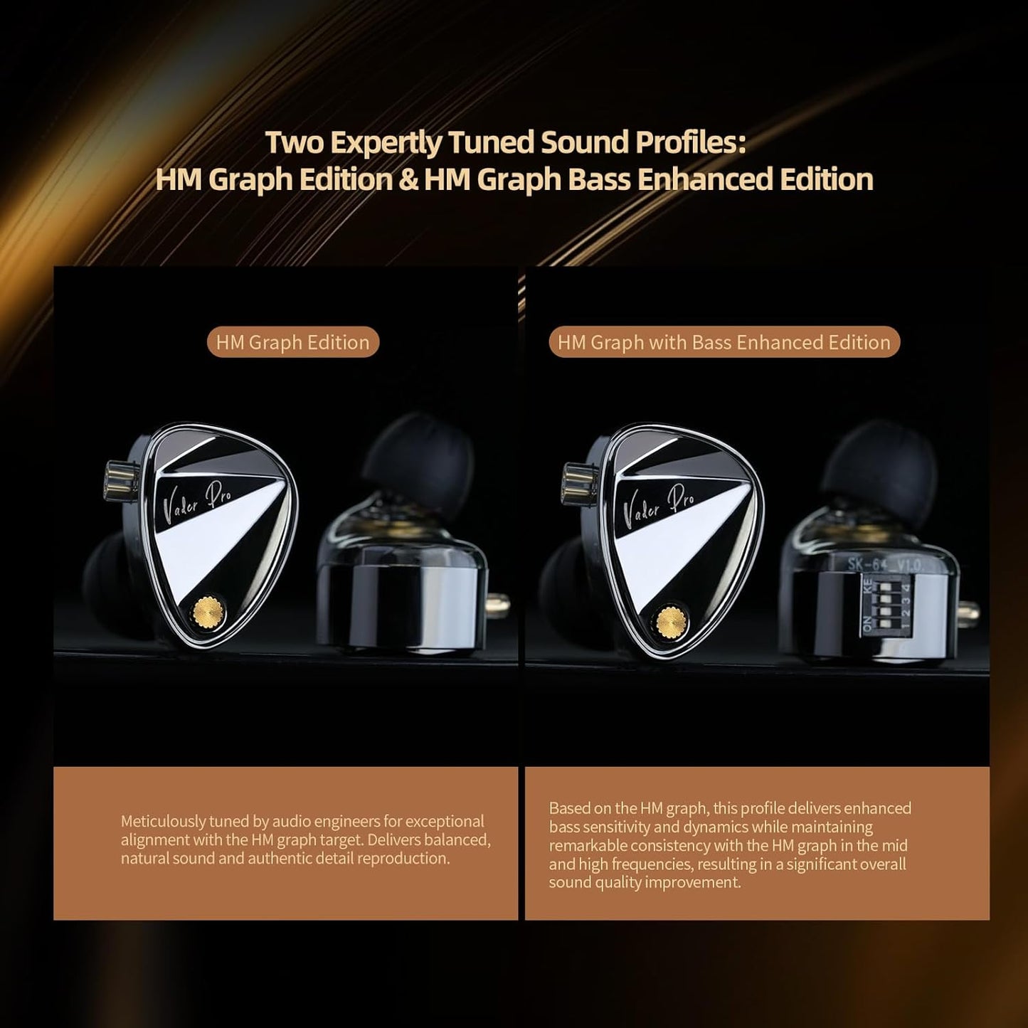 KZ Vader Pro in-Ear Monitors Gaming Earbuds, Triple Dynamic Driver IEM with 4 Tuning Switches, Clarity in All Frequency Stereo Sound Comfortable Noise Isolating Earphones for Stage and Studio (NNMIC)