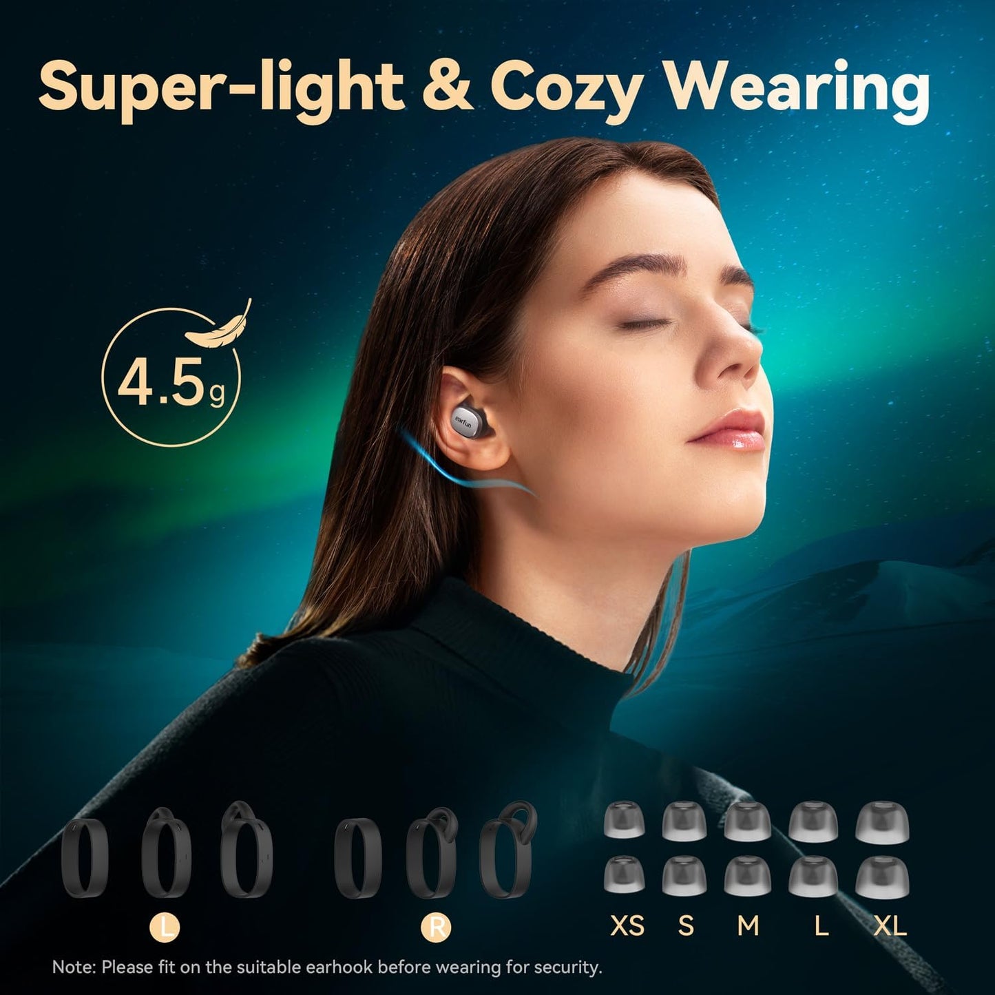 EarFun Free Pro 3 Noise Cancelling Wireless Earbuds, Hi-Res Sound, Snapdragon Sound with Qualcomm aptX™ Adaptive, 6 Mics ENC, Bluetooth 5.3 Earbuds, Multipoint Connection, Custom App, Wireless Charge
