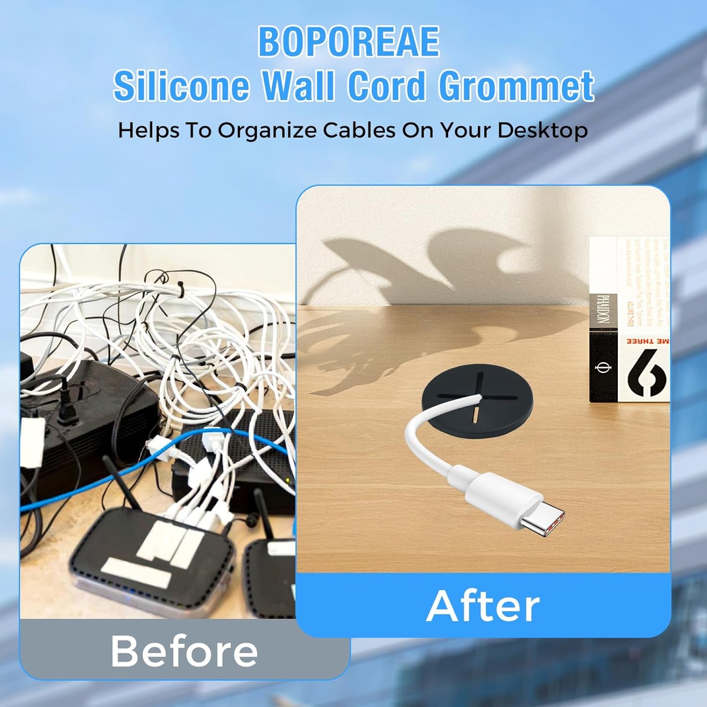 Desk Grommet, 1 in 25 mm Silicone Rubber Grommets, White Desk Hole Cover for Cables, Flexible Wall Cord Pass Through Grommet for Office Table Computer Home Furniture Wire Organizer-8 Pcs