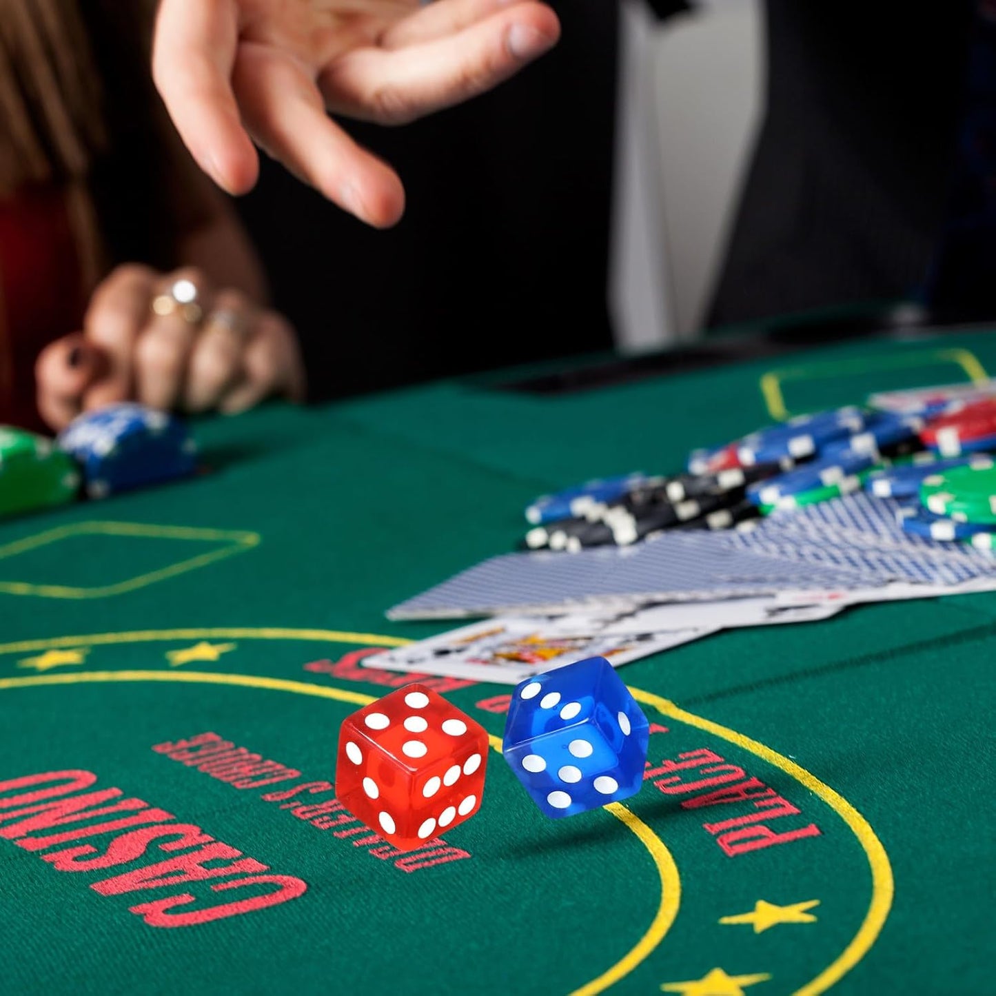 36 Piece 19 mm Casino Style Craps Dice Sets Acrylic and Translucent D6 Dice, Square W/Rounded Edge for Casino, Craps, Table Games and Board Games (Fashion Color)