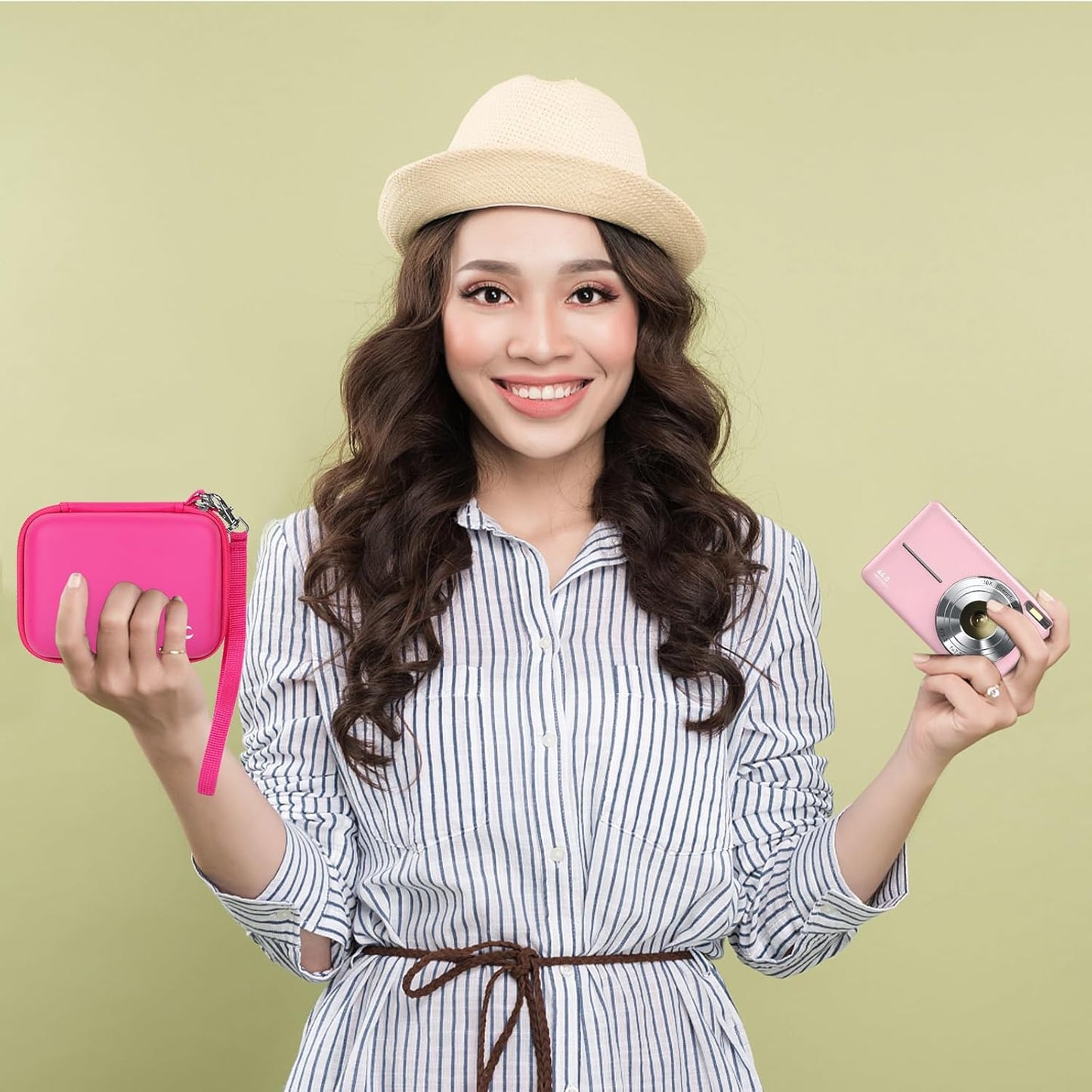 Carrying & Protective Case for Digital Camera, AbergBest 21 Mega Pixels 2.7" LCD Rechargeable HD/Kodak Pixpro/Canon PowerShot ELPH 180/190 / Sony DSCW800 / DSCW831 Cameras for Travel - Rose Red