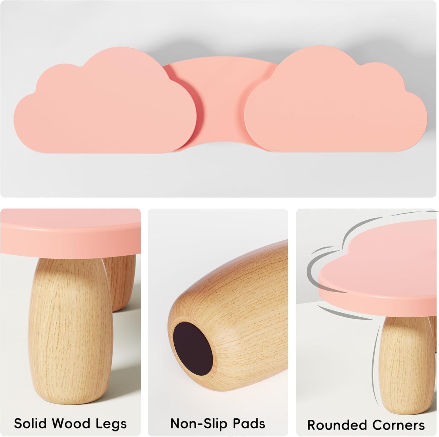 Dual Monitor Stand Riser, Adjustable Rainbow Cloud Desktop Organizer for 2 Monitors, Flexible Length & Angle Computer Stand for Laptop, PC, Printer, Home Office Use - Pink