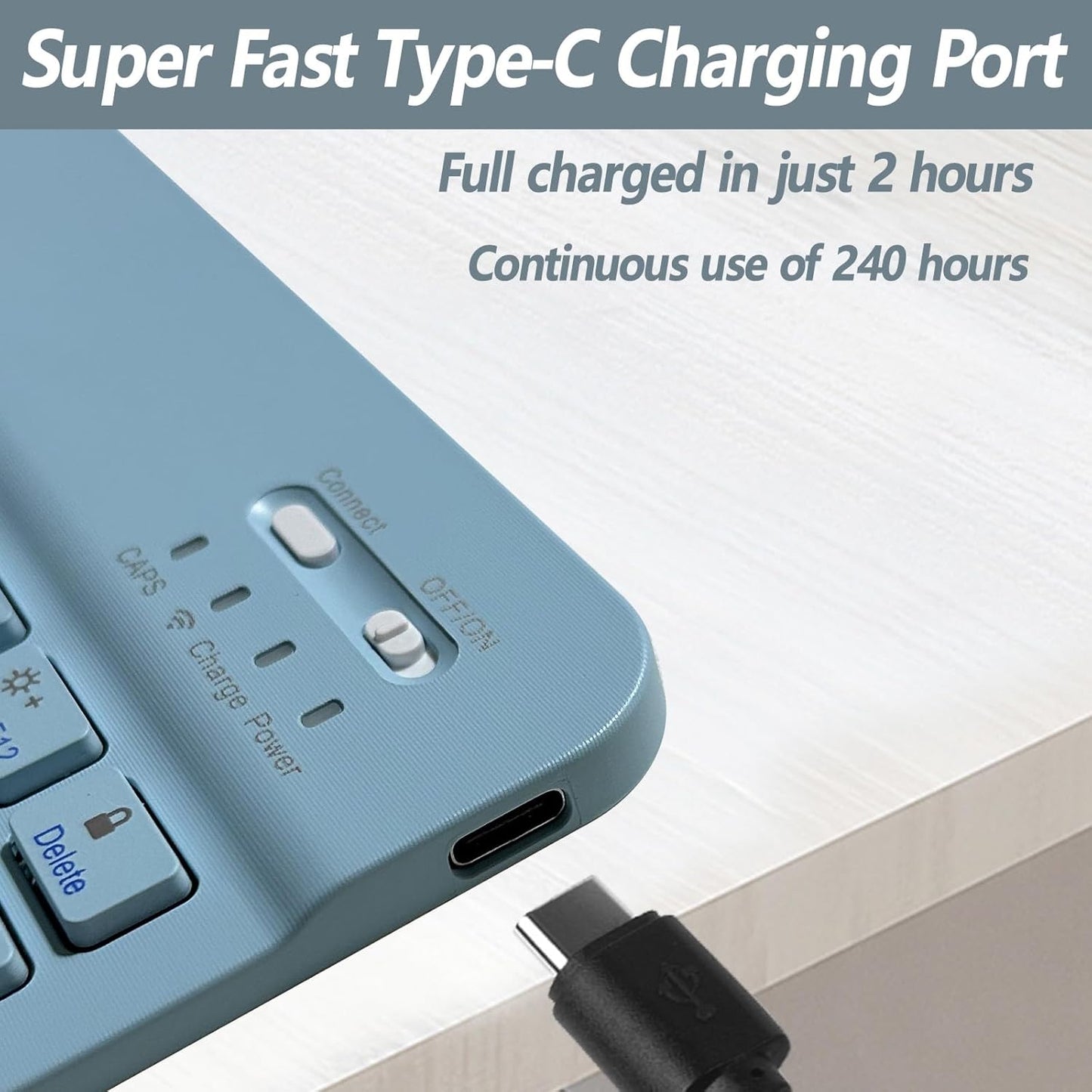 Keyboard Case for iPad 11th 10th Generation - iPad 10th Generation Case with Detachable Wireless Keyboard - Smart Folio Cover with Pencil Holder for 11-inch A16 2025 10.9-inch 2022, Blue