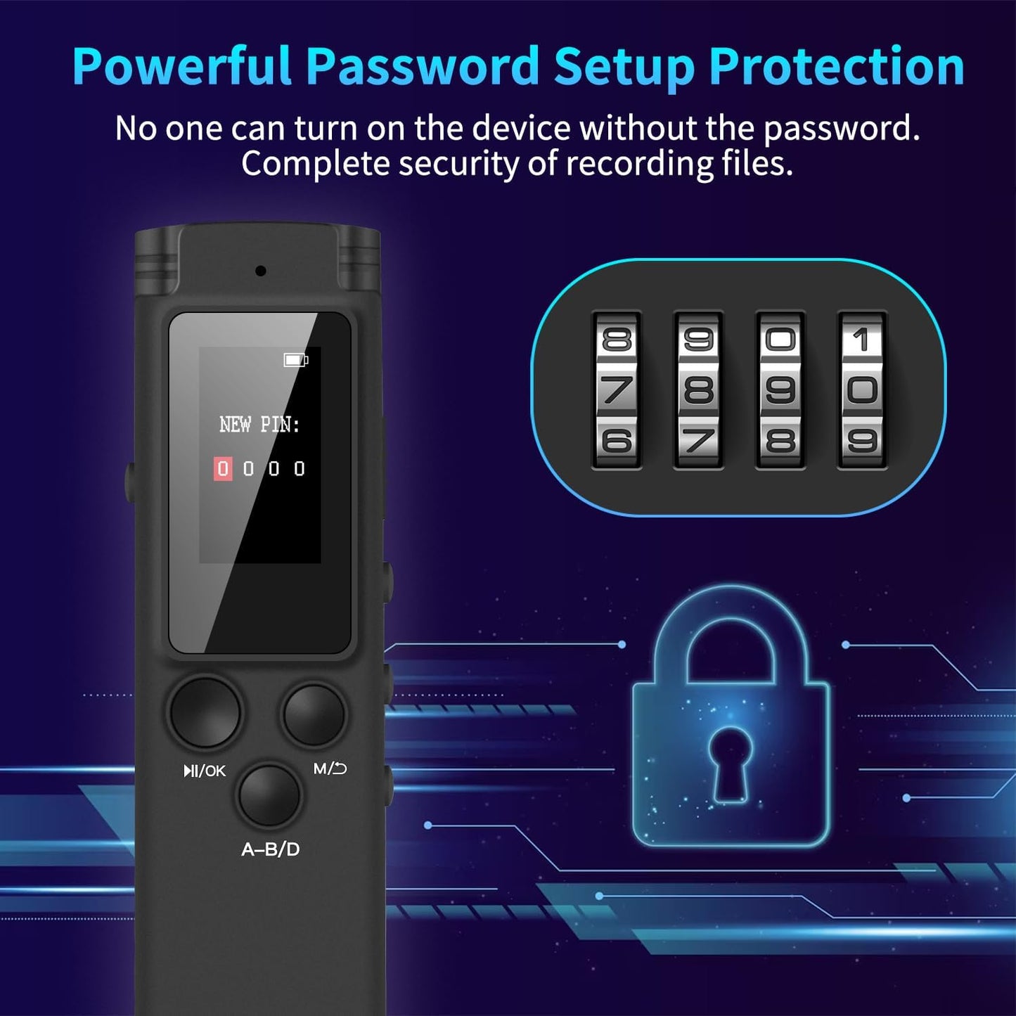 64GB Digital Voice Recorder Voice Activated Recorder for Lectures Meetings, Audio Recorder with Playback, Password, Variable Speed, Tape Recorder USB Charge, MP3