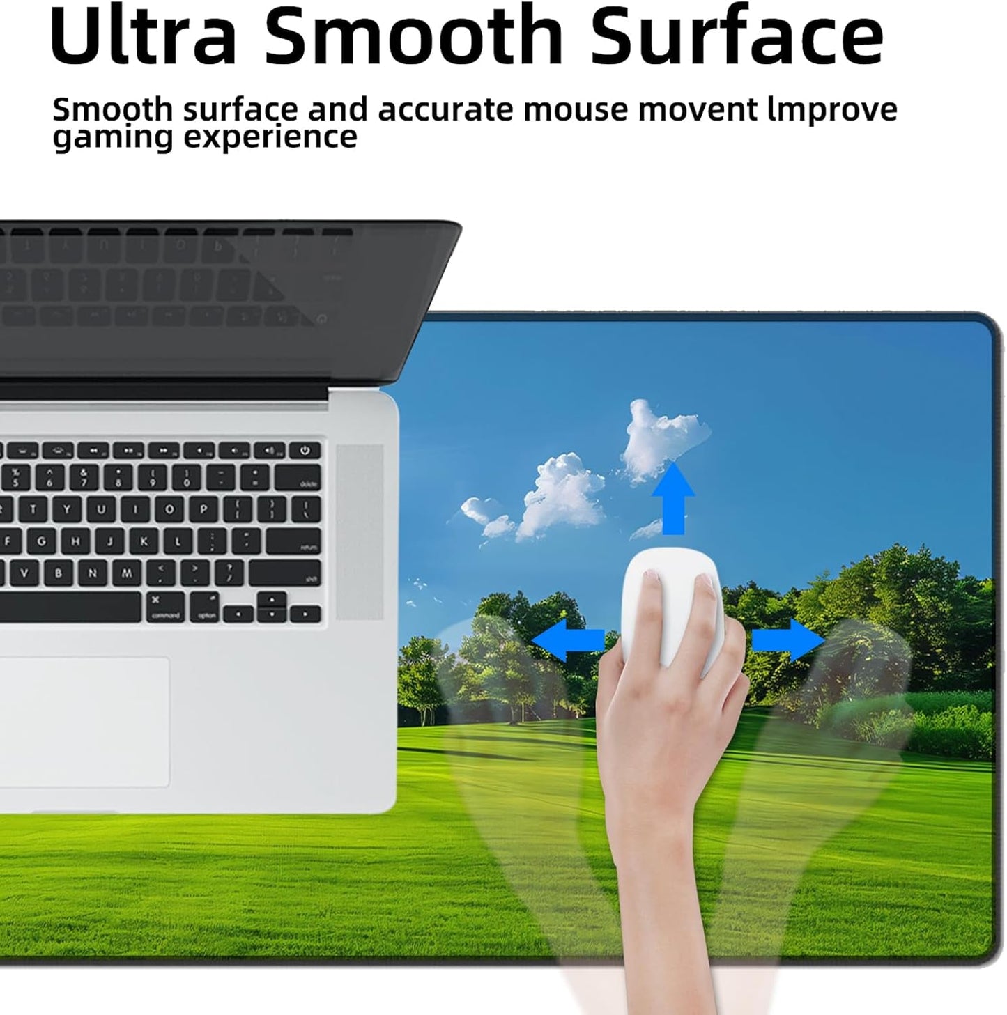 Galdas Gaming Mouse Pad XXL XL Large Long Extended Big Mousepad Non-Slip Rubber Keyboard Mouse Pad with Stitched Edges for Laptop Home Office (31.5x11.8x0.08 Inch) … (Grass)