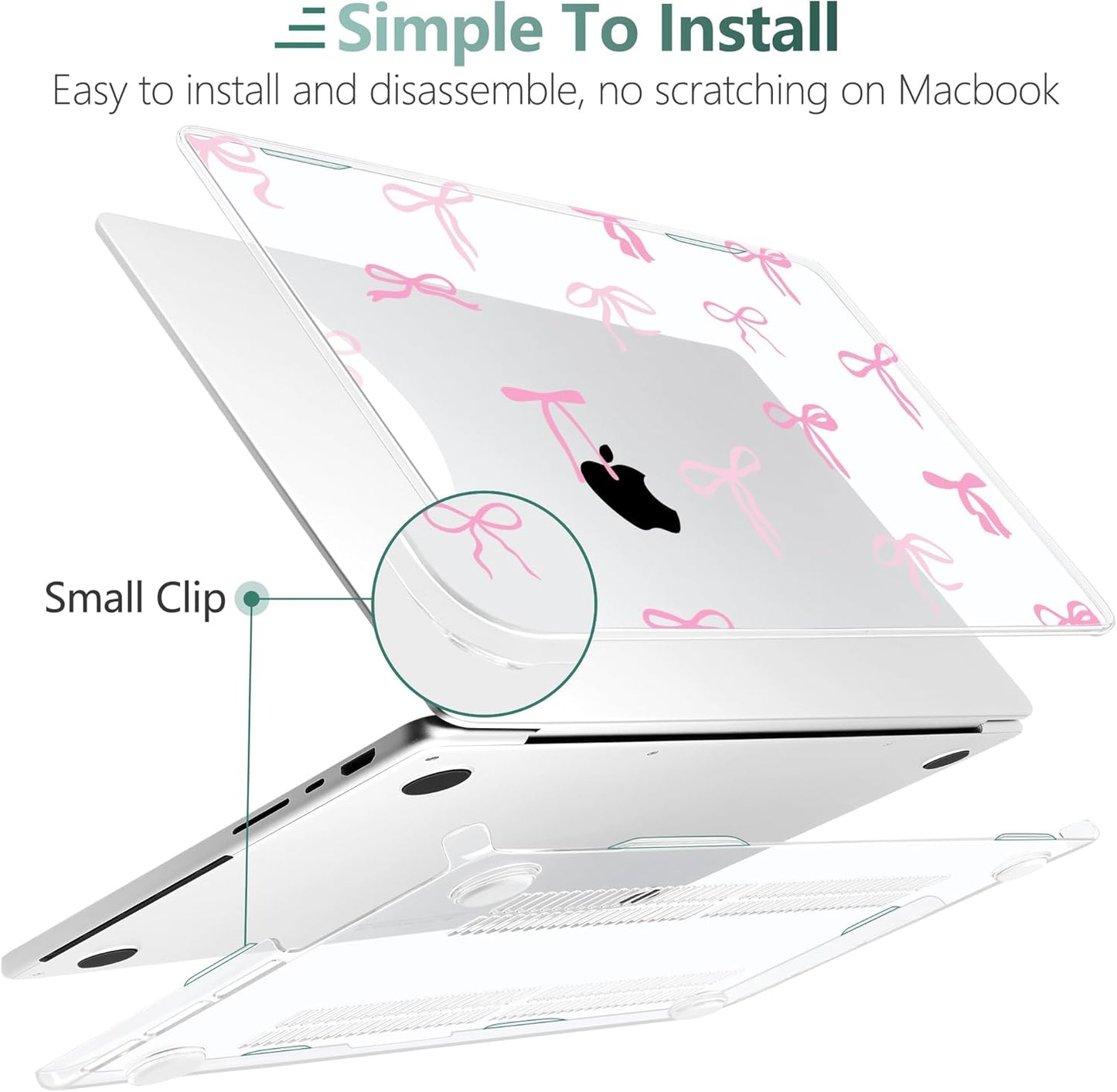 DONGKE for M4 MacBook Pro 16 Inch Case 2024 2023 2021 A3403 A3186 M3 A2991 M2 A2780 M1 A2485 Pro/Max Chip, Plastic Hard Shell Case & Keyboard Cover for Mac Pro 16 with Touch ID, Pink Bows