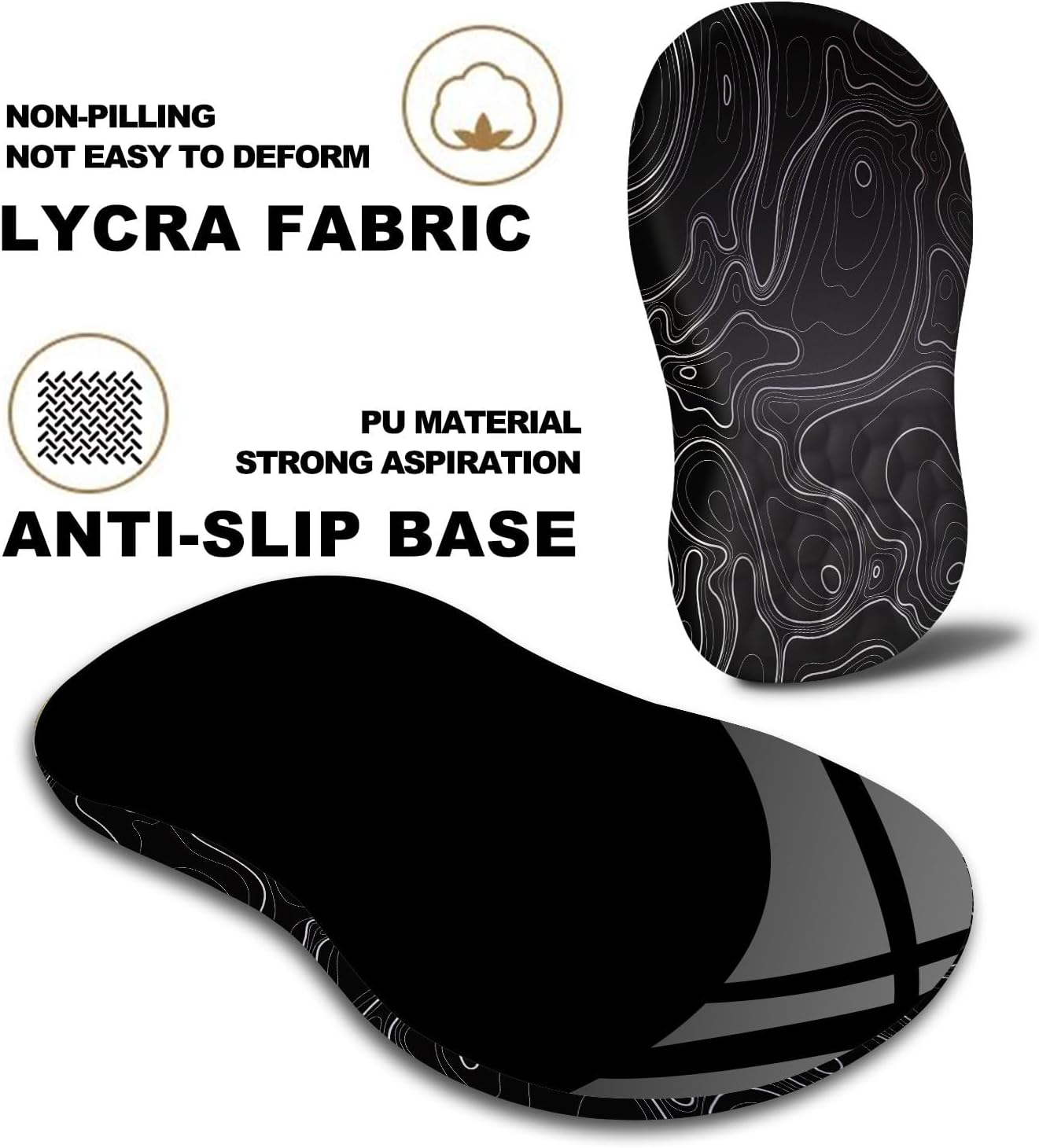 Ergonomic Mouse Pad with Massage Dot, Comfortable Computer Mouse Pad for Laptop, Wrist Rest Pain Relief, Non-Slip PU Base, Black, 12 x 8 in