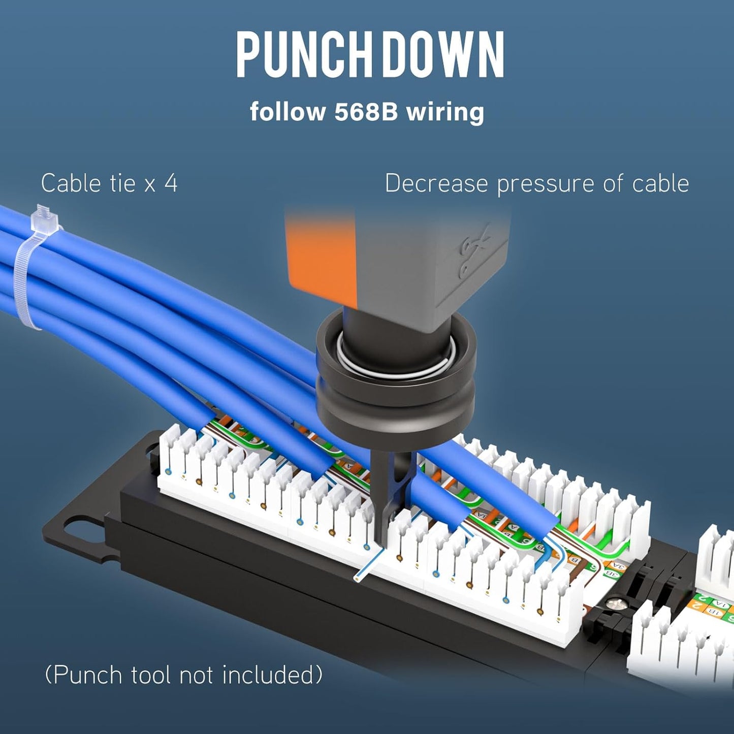 Iwillink 10Gbps Cat6A Patch Panel 24 Port, RJ45 Patch Panel UTP 19-Inch, 1U Network Patch Panel Wallmount or Rackmount Punch Down Block for Cat6A, Cat6, Cat5e, Cat5 Cabling