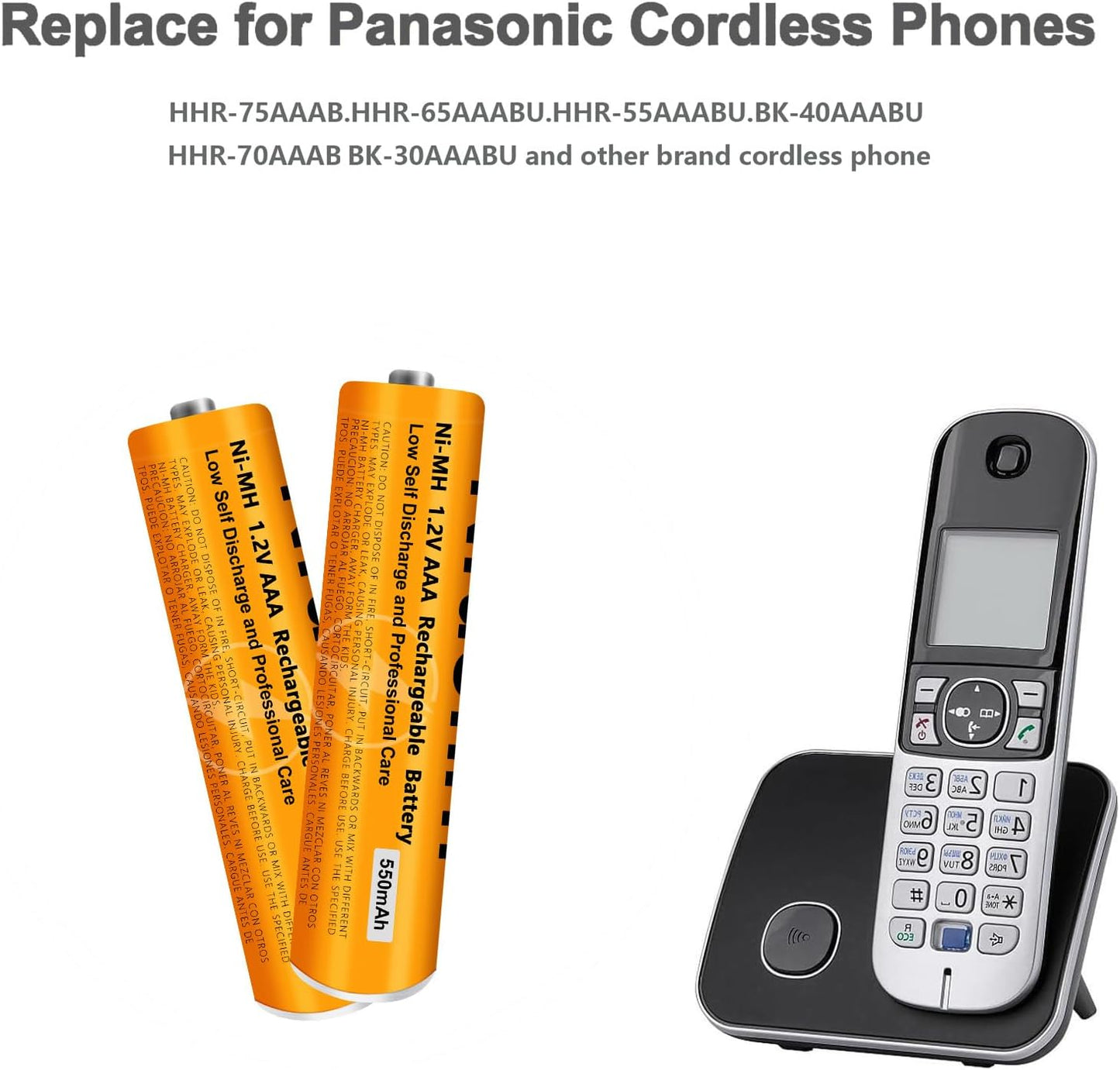 6 Pack NI-MH AAA Rechargeable Battery for Panasonic, 1.2V 550mah AAA Rechargeable Batteries for Panasonic Cordless Phones Handset, Remote Controls, Electronics