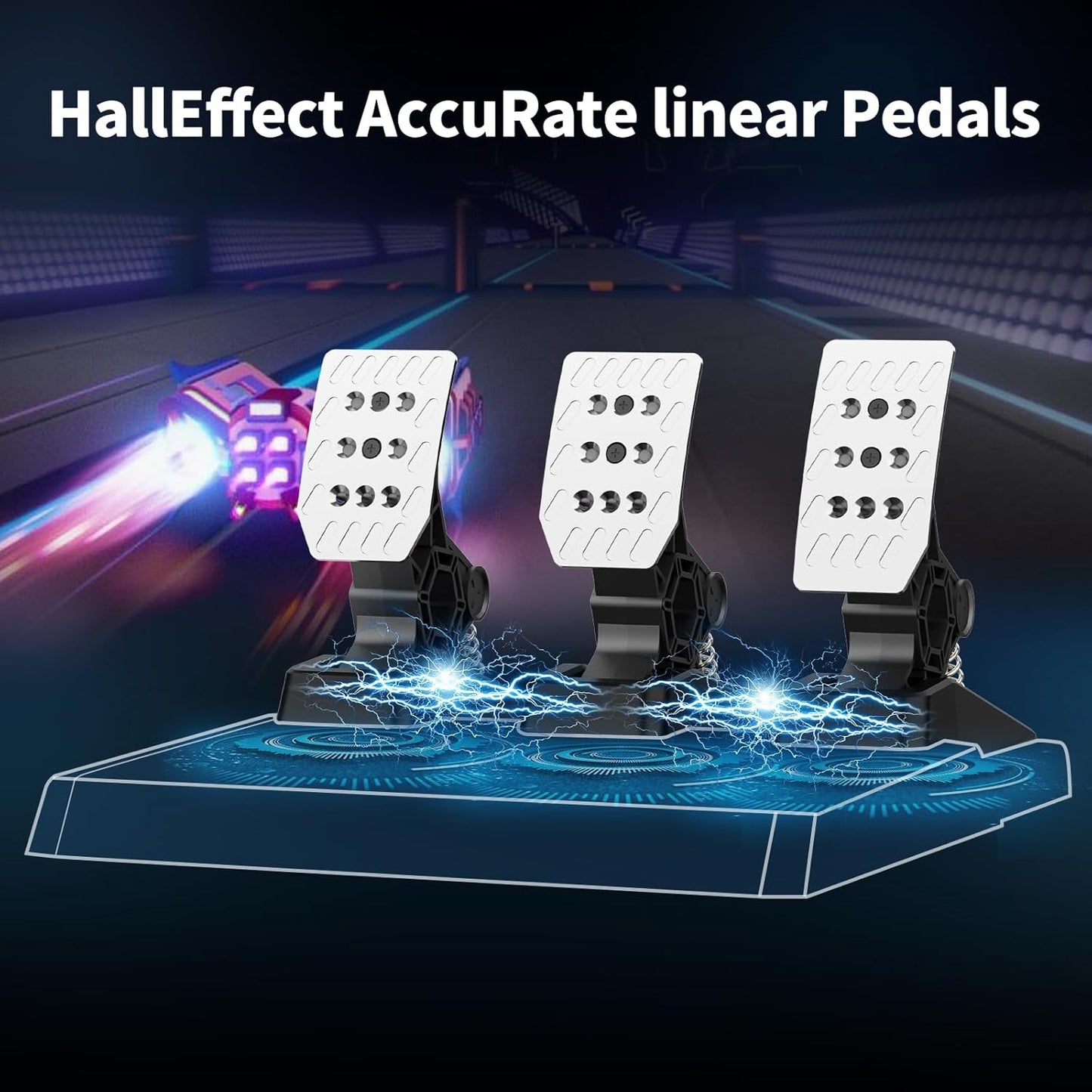 DOYO Racing Pedals, PC Gaming Steering Wheel Metal Pedal Set with Hall Sensor, Swappable Springs, Adjustable Throttle, Brake & Clutch, Durable, Compatible with PC Win11/Win10/Win7