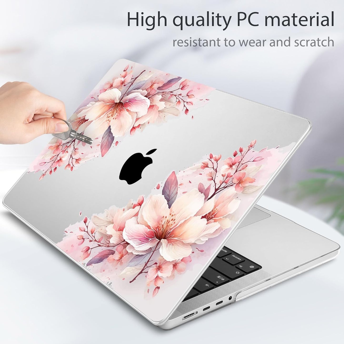 Tuiklol for M4 MacBook Pro 14 Inch Case 2024-2021 Release A3112 A3401 A3185/M3 A2918 A2992/M2 A2779/M1 A2442 Pro/Max Chip,Hard Shell Case with Screen Protector for Touch ID,Big Floral
