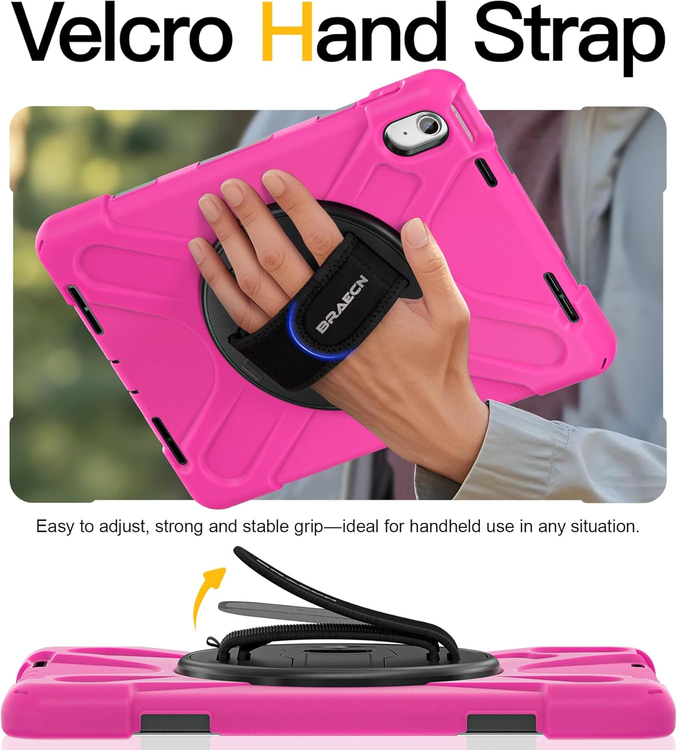 BRAECN for iPad (A16) 11th/10th Generation case 11/10.9 inch 2025/2022 Heavy Duty Shockproof Protective with Pencil Holder Screen Protector 360°Rotating Stand Handle & Shoulder Strap Full Body Cover