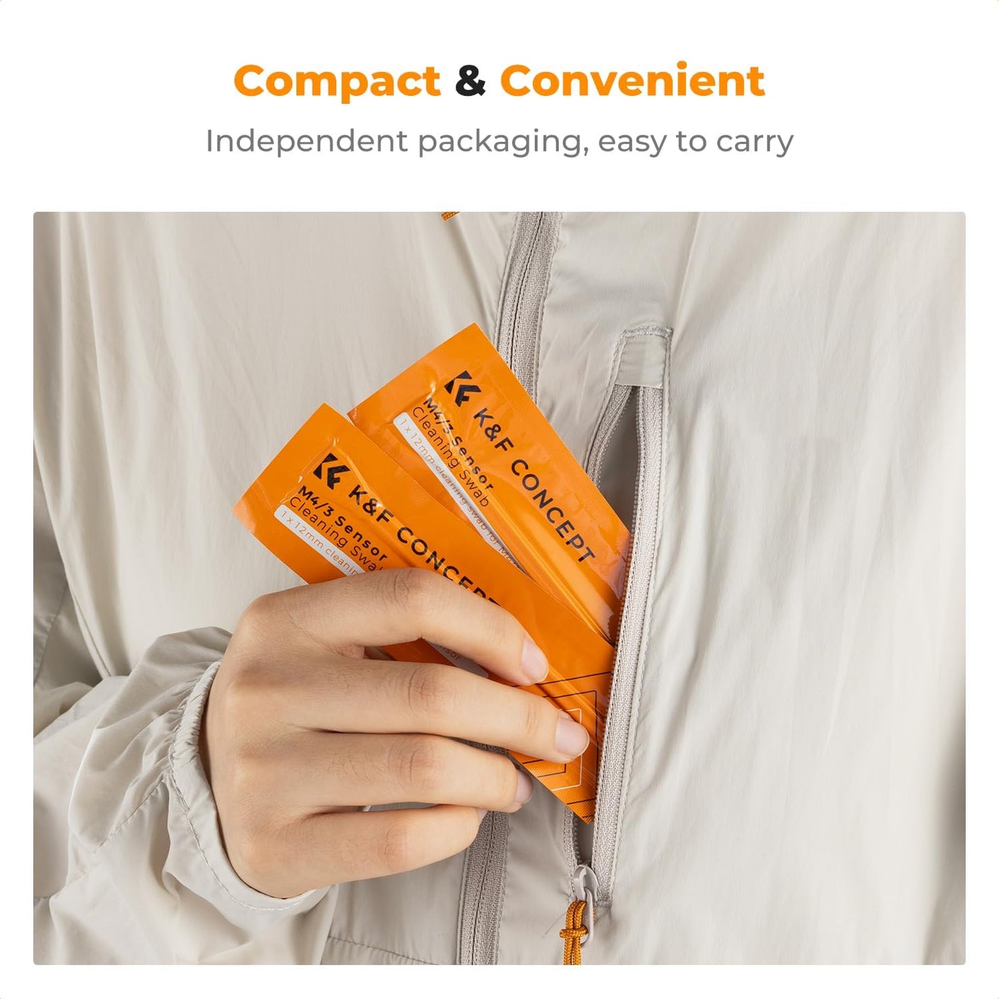 K&F Concept 12mm Micro Four-Thirds 4/3 (MFT) Sensor Cleaning Swab*10, M43 Sensor Cleaning Swab for All Models of M4/3 Camera Sensors, Including M4/3 Cameras from Olympus and Panasonic