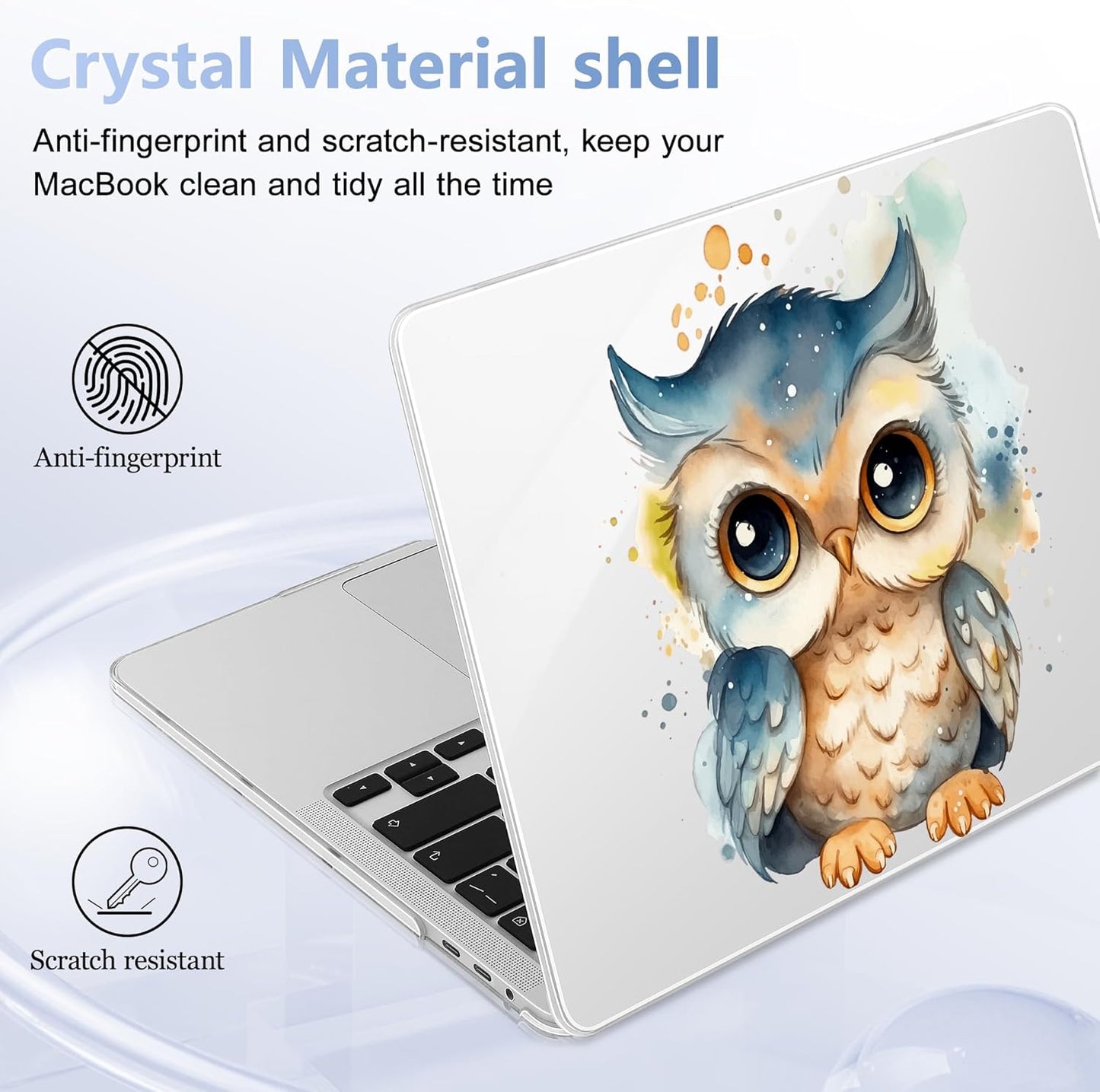 for MacBook Pro 16 inch Case 2019 2020 Release Model A2141, Plastic Hard Shell Cover with Keyboard Cover for MacBook Pro 16 inch with Touch Bar & Touch ID - Cute owl