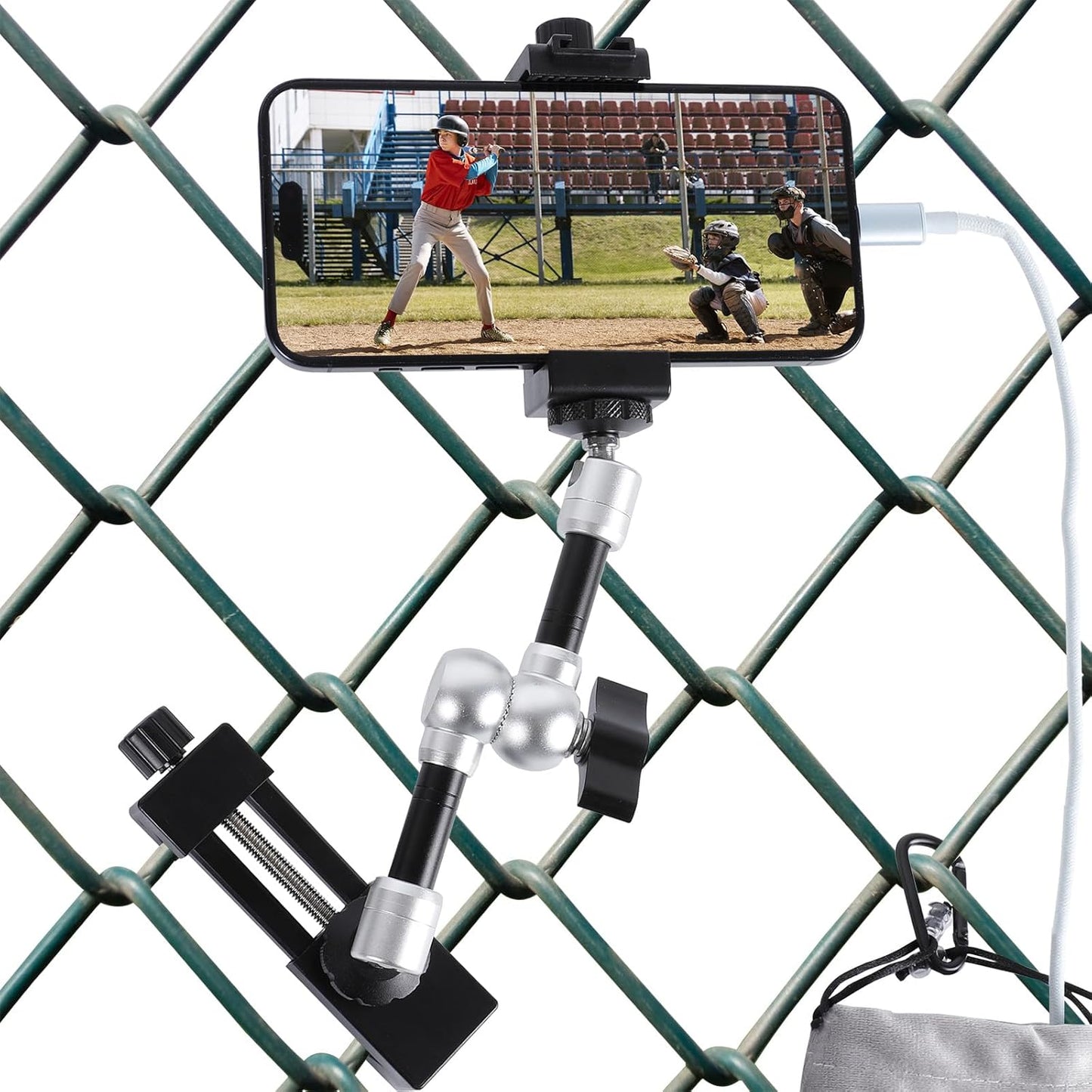 Magnetic Phone Fence Post Mount + Fence Clip Kit for Gamechanger for Mevo Start, GoPro, iPhone, DJI Osmo Pocket 3 and Action Cameras, for Recording Baseball,Softball and Tennis Games