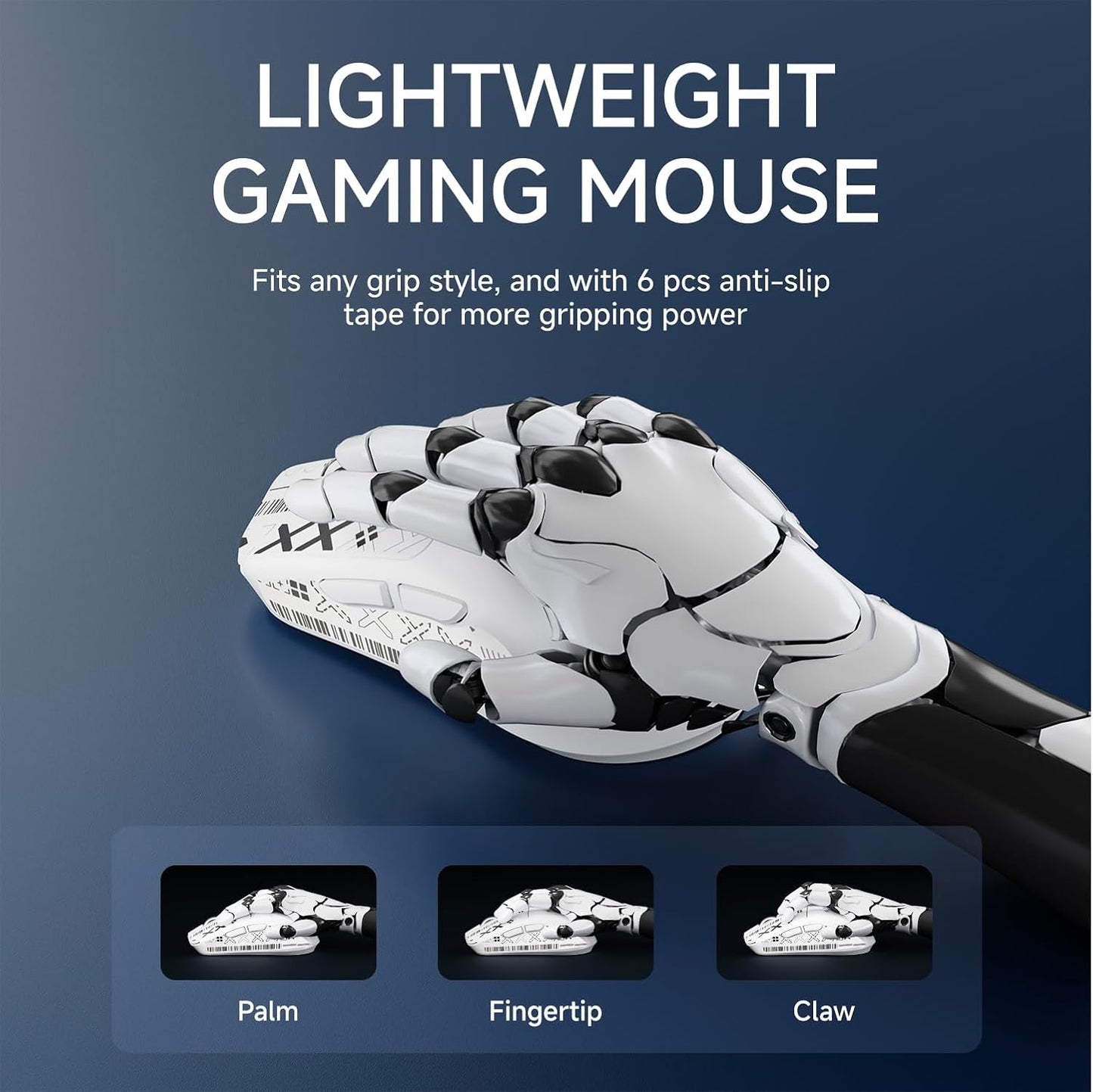 EWEADN X23Pro Wireless Gaming Mouse, 2.4G/BT5.0/USB-C Esports Gaming Mouse, 49g Lightweight Mouse Gaming, 12000 DPI Wireless Mouse with 6 Programmable Buttons,for Laptop/PC/Mac, White