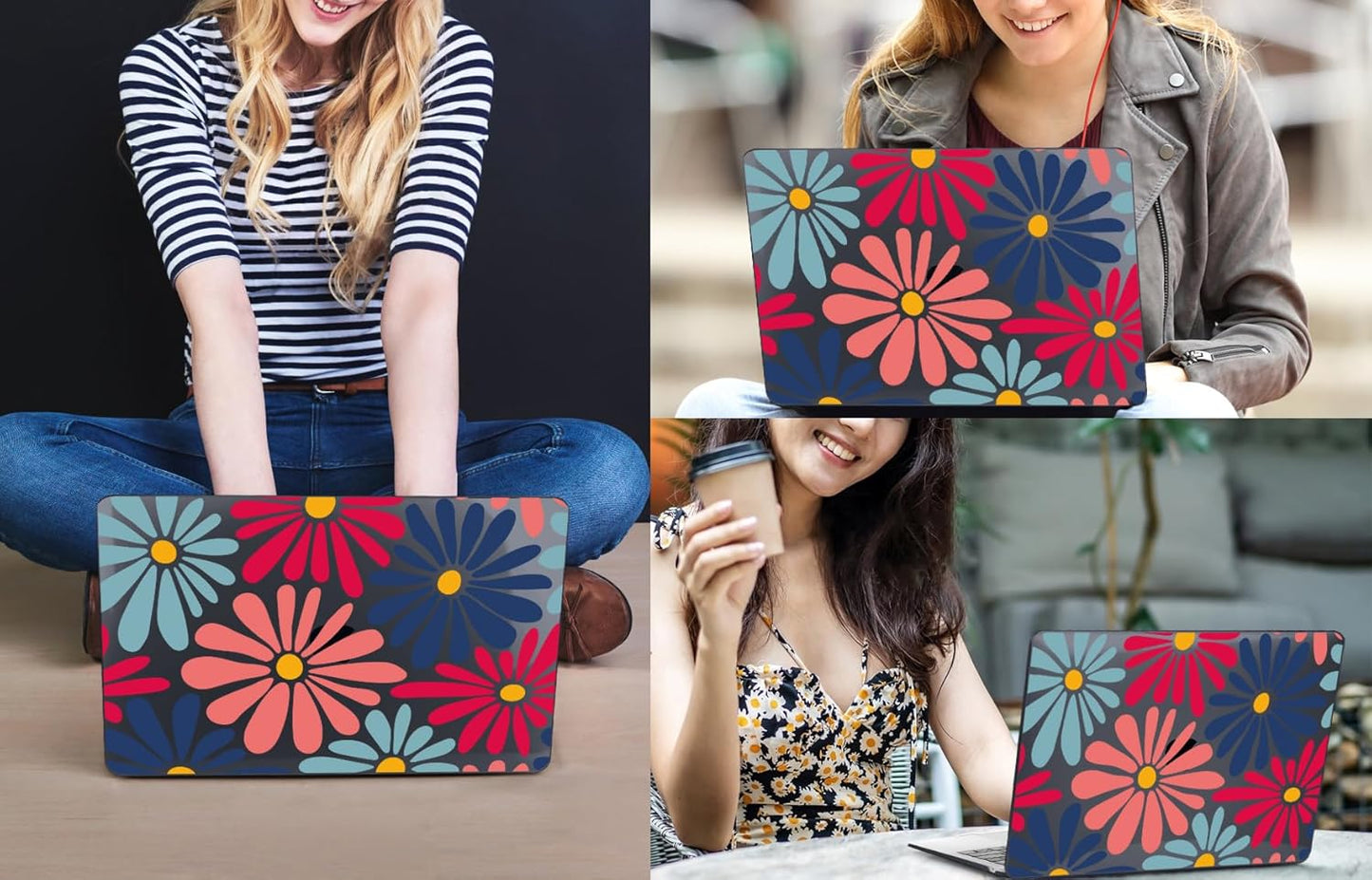 CISSOOK Compatible with MacBook Air 13 inch Case 2021 2020 2019 2018 Release A2337 M1 A2179 A1932, Plastic Hard Shell Case Keyboard Cover Screen Film for MacBook Air 13.3 inch, Daisy Flowers