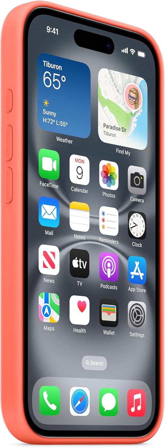 Apple iPhone 16 Silicone Case with MagSafe and Camera Control: Lightweight Phone Case, Wireless Charging Compatible, Smooth Matte Finish; Tangerine