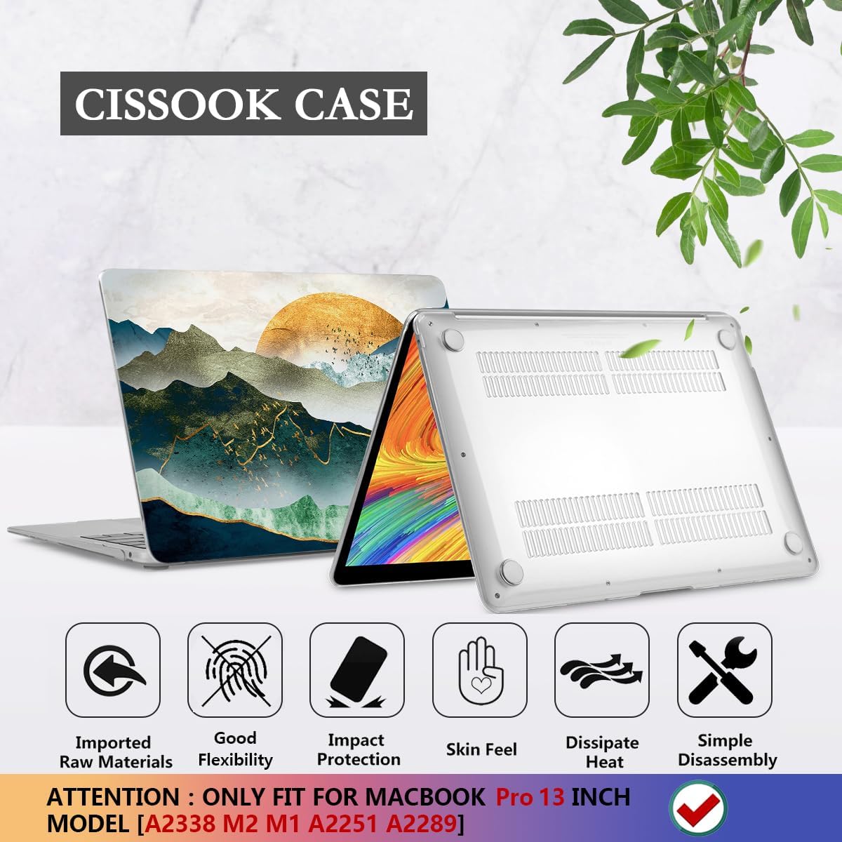 CISSOOK Compatible with MacBook Pro 13 inch 2025-2020 Model A2338 A2251 A2289 with Touch Bar, Sunshine and Mountain Scenery Cover for MacBook Pro 13 M2 M1 with Keyboard Cover