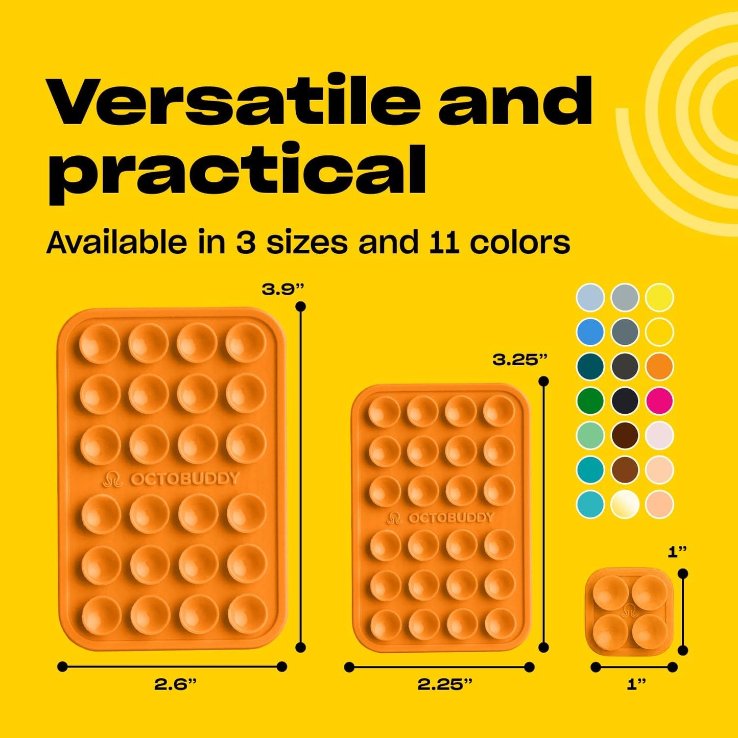 Classic MAX - Silicone Suction Phone Case Adhesive Mount - Hands-Free, Strong Grip Holder for Selfies and Videos - iPhone and Android Compatible - 2.6″ x 3.9″, Marigold