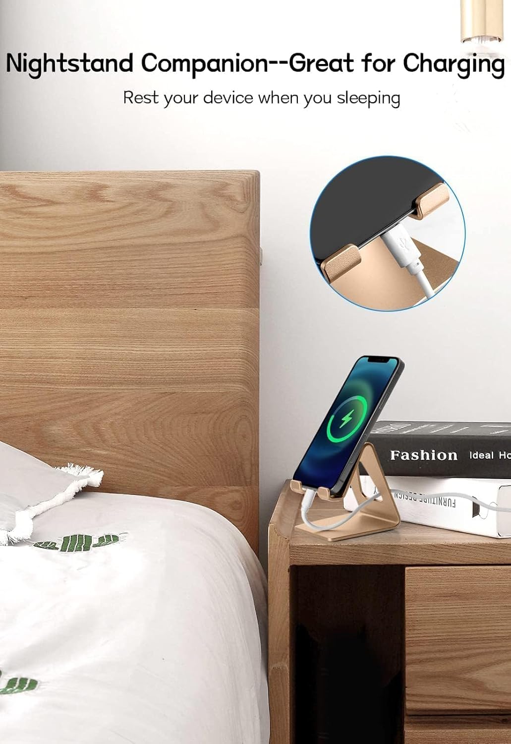 Desk Cell Phone Stand Phone Holder, Aluminum Phone Cradle Dock for iPhone 15 14 13 12 pro Mini 11 X Xs max 8 7 6 6s Plus SE Samsung All Smart Phones, Rose Gold