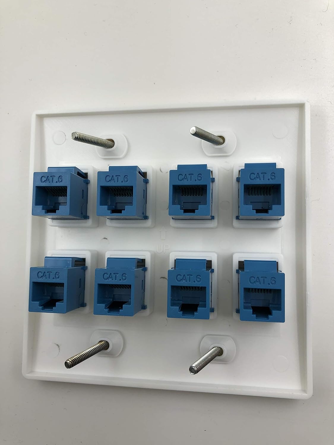 Cat6 Keystone Ethernet Wall Plate Female to Female - White (8 Port)