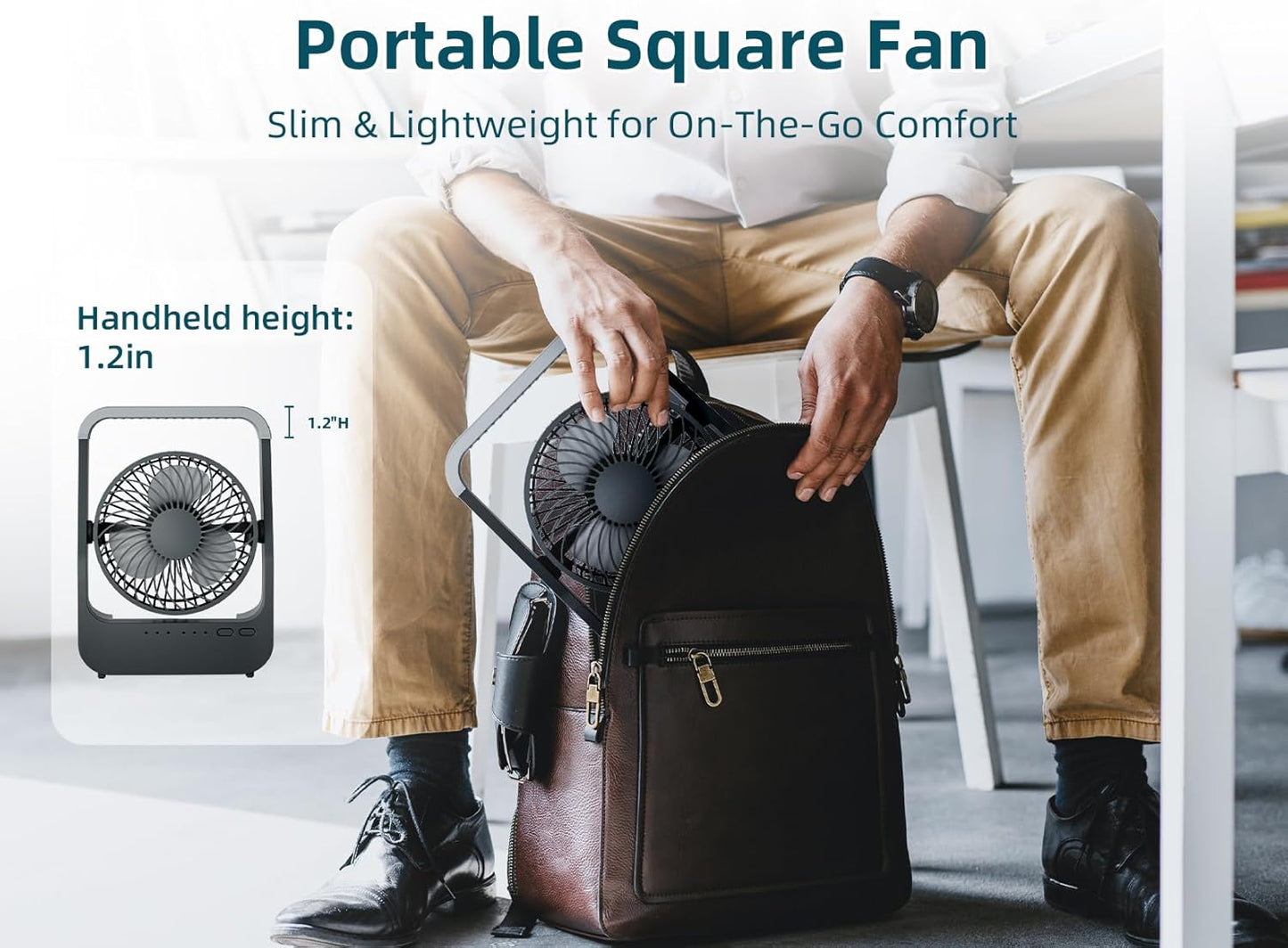 Battery Powered Fan, 10000mah Portable Desk Fan with Timer, 3 Speeds, Whisper Quiet, 180° Rotation, Portable Fan for Office, Bedroom, Outdoor, Camping
