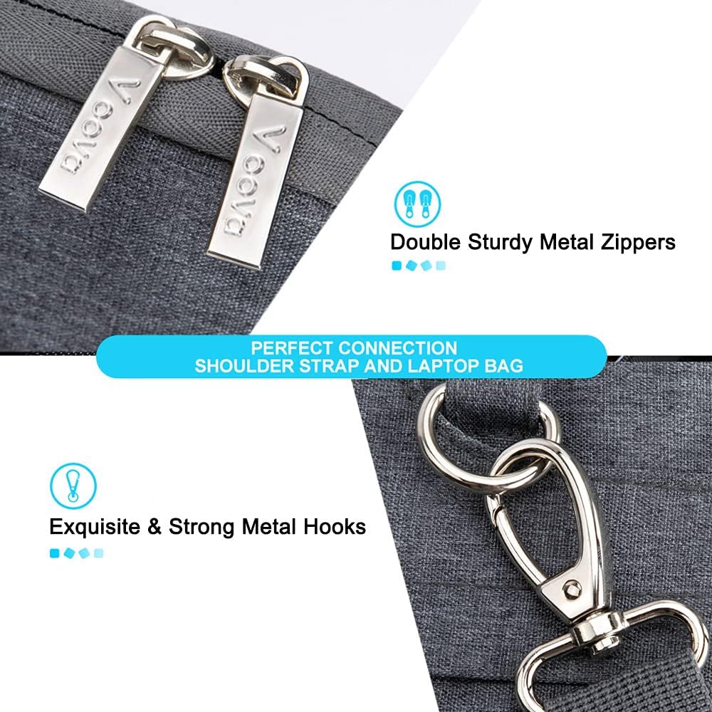 Voova Laptop Bag 13 14 Inch, Waterproof Computer Sleeve Carrying Case with Shoulder Straps & Handle Compatible with Macbook Air 13 M2/M3/M4, MacBook Pro 13/14, HP Dell Lenovo Chromebook 14, Grey