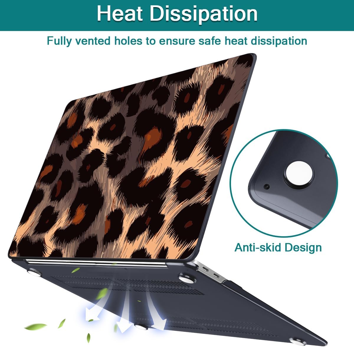 Teryeefi for MacBook Pro 13 inch Case 2022 2021 2020-2016 Release, Design Hard Shell Cover with Keyboard Cover & OTG Adapter Fit Model A2338 M2/M1 A2251 A2289 A2159 A1989 A1706, Leopard Skin Pattern