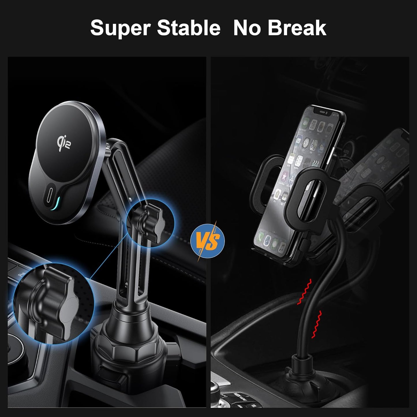 for Qi2 15W Wireless MagSafe Car Mount Charger Cup Phone Holder,15W Fast Charging Charger Phone Holder Mount for iPhone 16/15/14/13/12, Galaxy S25, Fast Charging for Magnetic iPhone Car Accessories