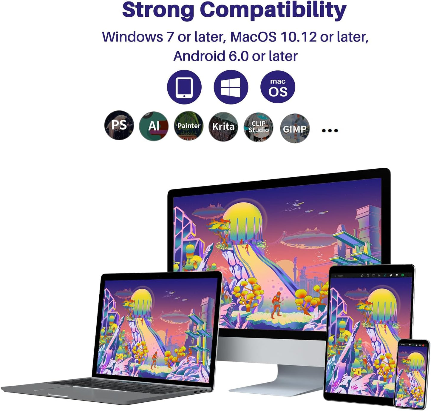 HUION Kamvas 24 Plus 2.5K QHD Graphic Drawing Tablet with Screen, 140%sRGB Full-Laminated QD Drawing Monitor with Battery-Free Stylus 8192 Pen Pressure Tilt for PC, Mac, Android, 23.8inch Pen Display