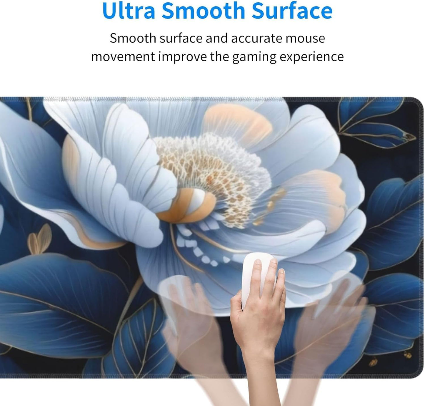 Gaming Mouse Pad, Large Non-Slip Rubber Base Mousepad, Keyboard Mouse Mat, Desk Pad with Stitched Edges, 31.5x11.8inch, Gorgeous Flowers